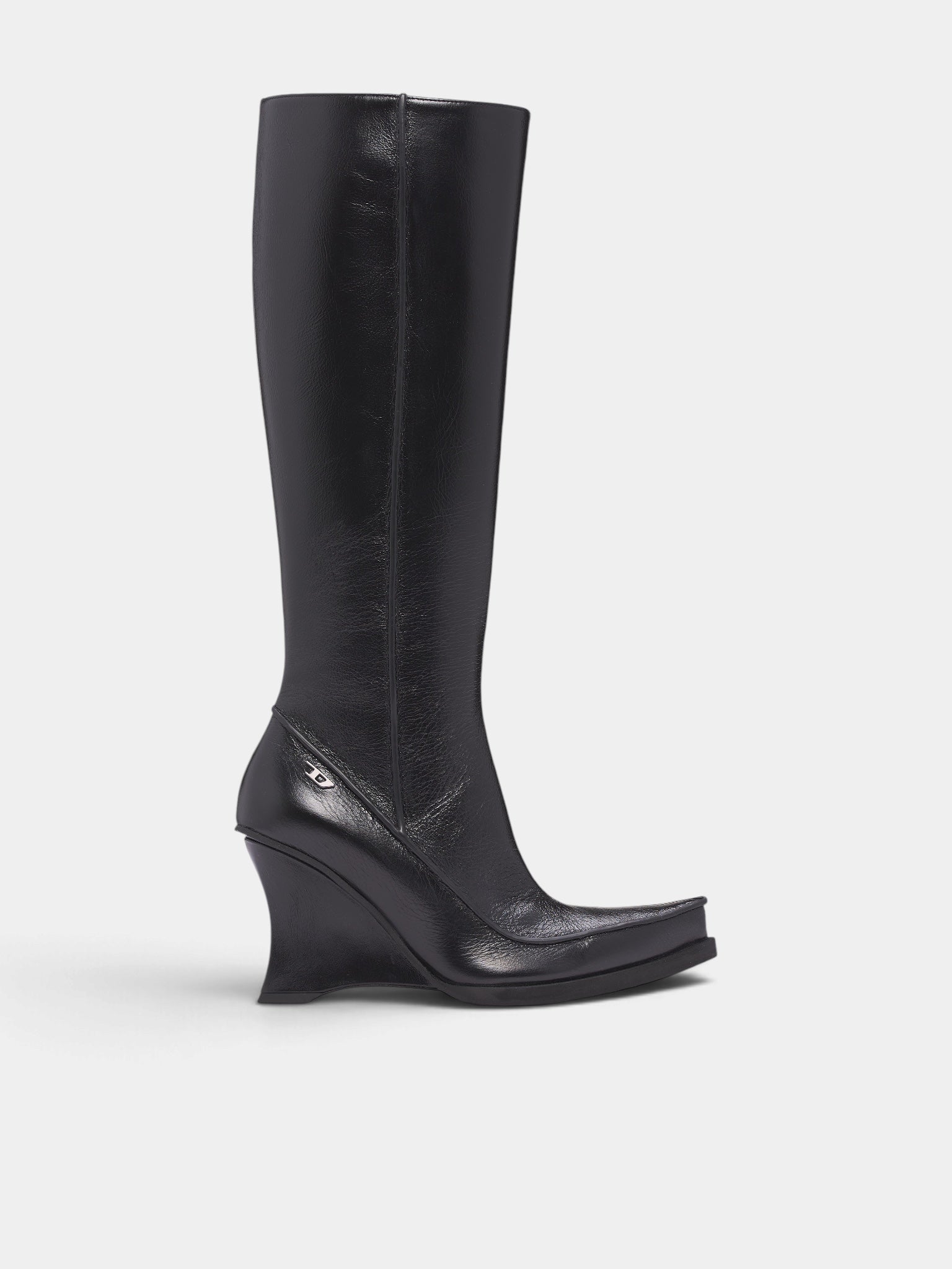 D-Lucette Black Leather Wedge Boots (Y04087-D-LUCETTE-BLACK)