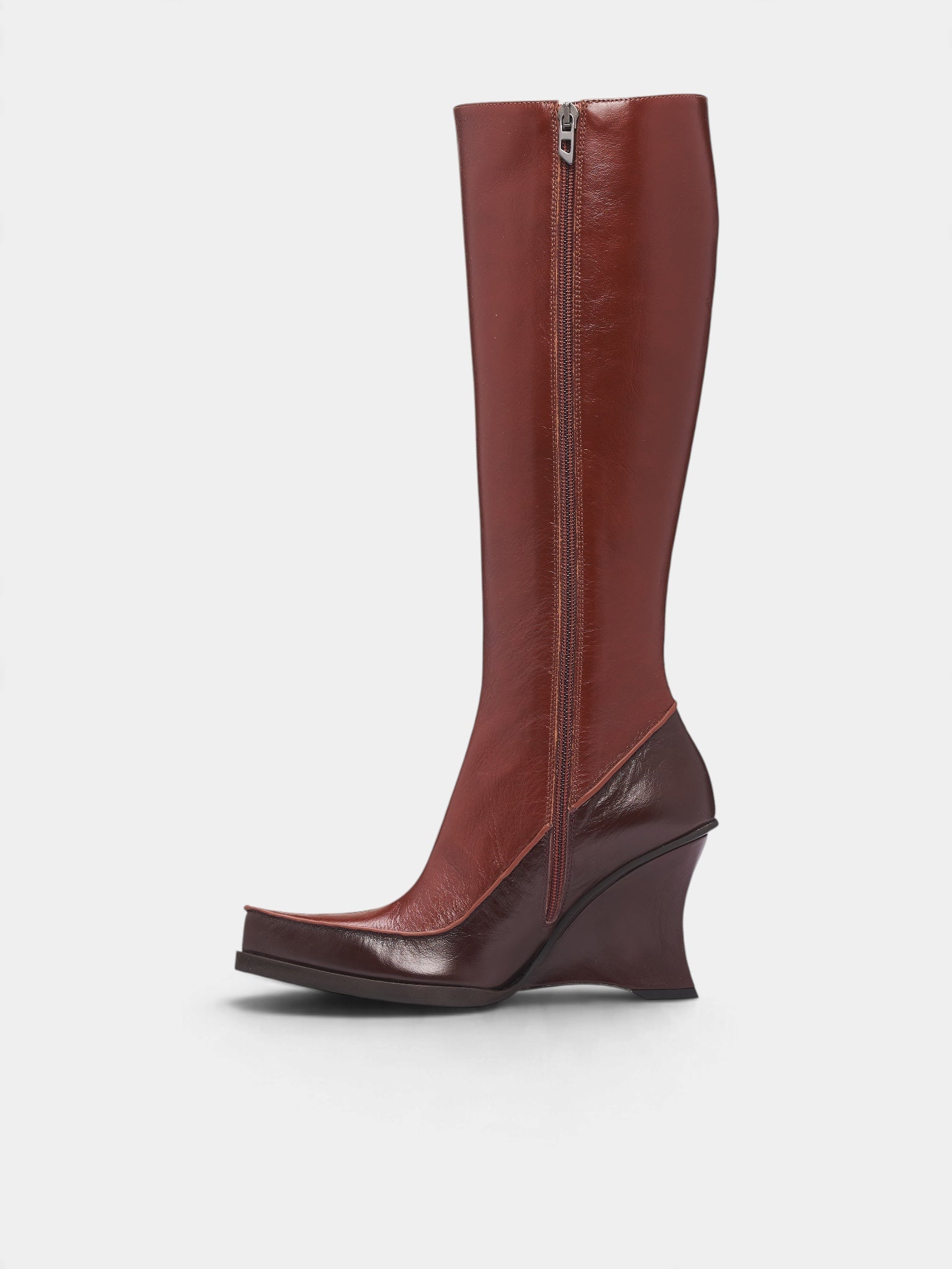 D-Lucette Brown Leather Wedge Boots (Y04087-D-LUCETTE-BROWN)
