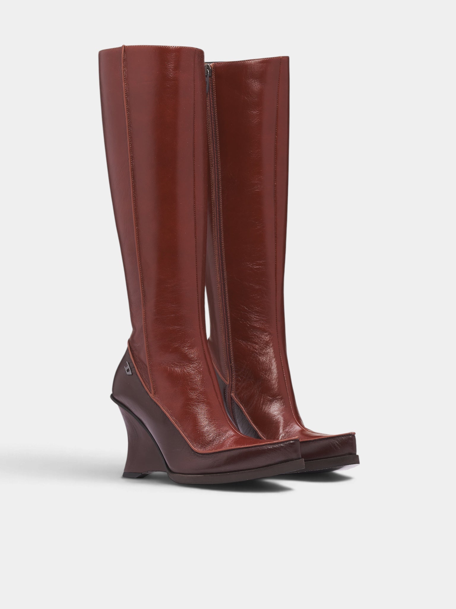 D-Lucette Brown Leather Wedge Boots (Y04087-D-LUCETTE-BROWN)