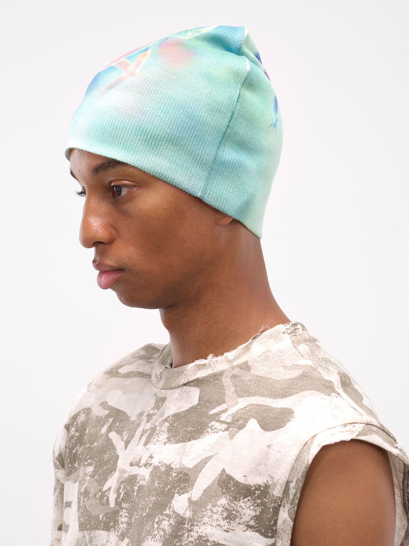 Blue Genesis Graphic Ribbed Beanie (YAW25-DN-HATT-MULTI-BLUE)