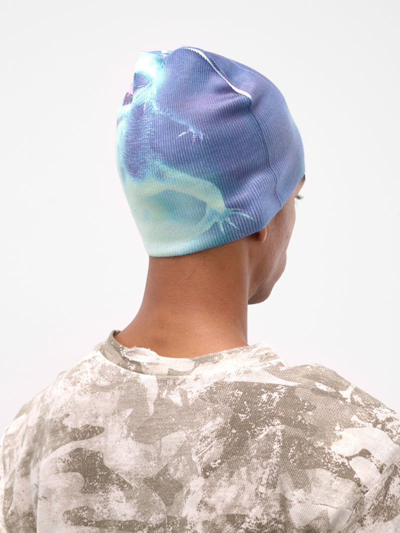 Blue Genesis Graphic Ribbed Beanie (YAW25-DN-HATT-MULTI-BLUE)