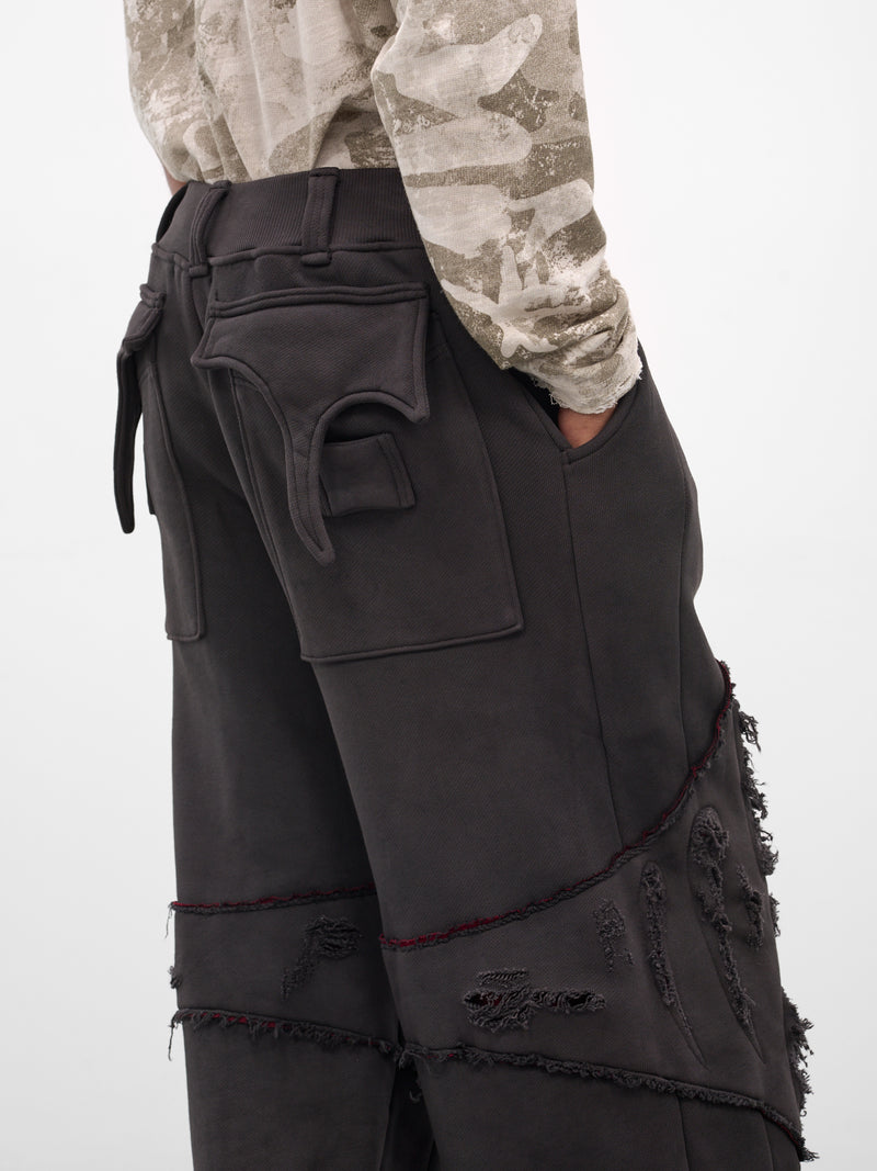 Black Apex Graphic Distressed Sweatpants (YAW25-DN-PANT-CHARCOAL)