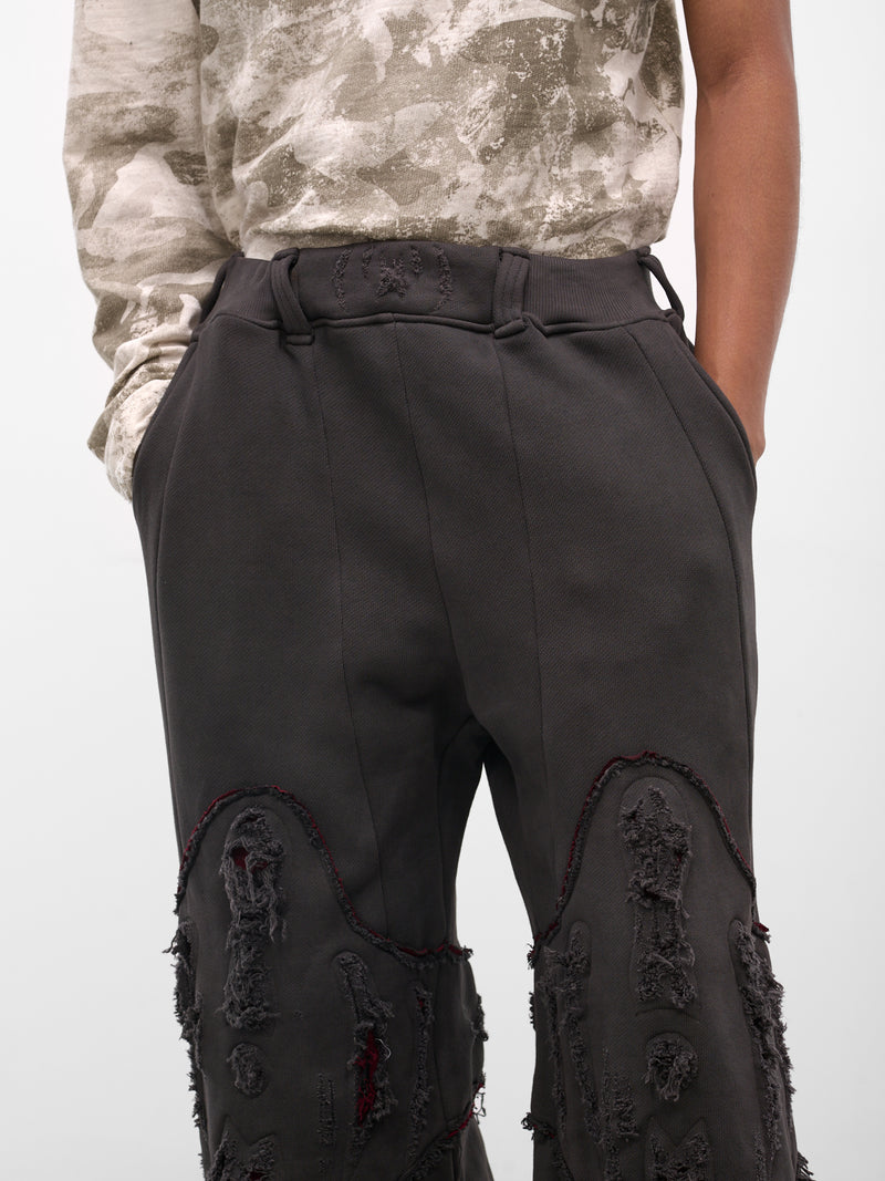 Black Apex Graphic Distressed Sweatpants (YAW25-DN-PANT-CHARCOAL)