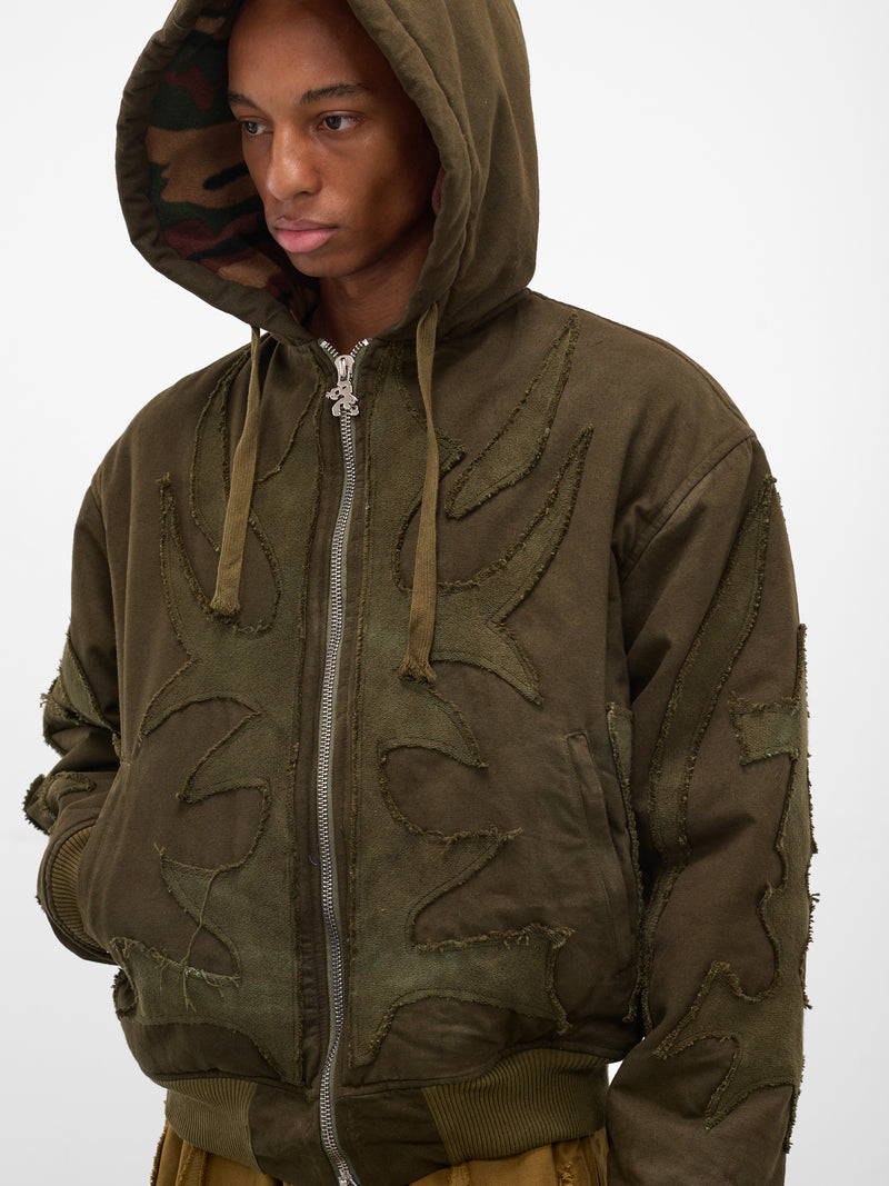 Khaki Graphic Antler Winter Hoodie (YAW25-DO-HOOD-KHAKI)