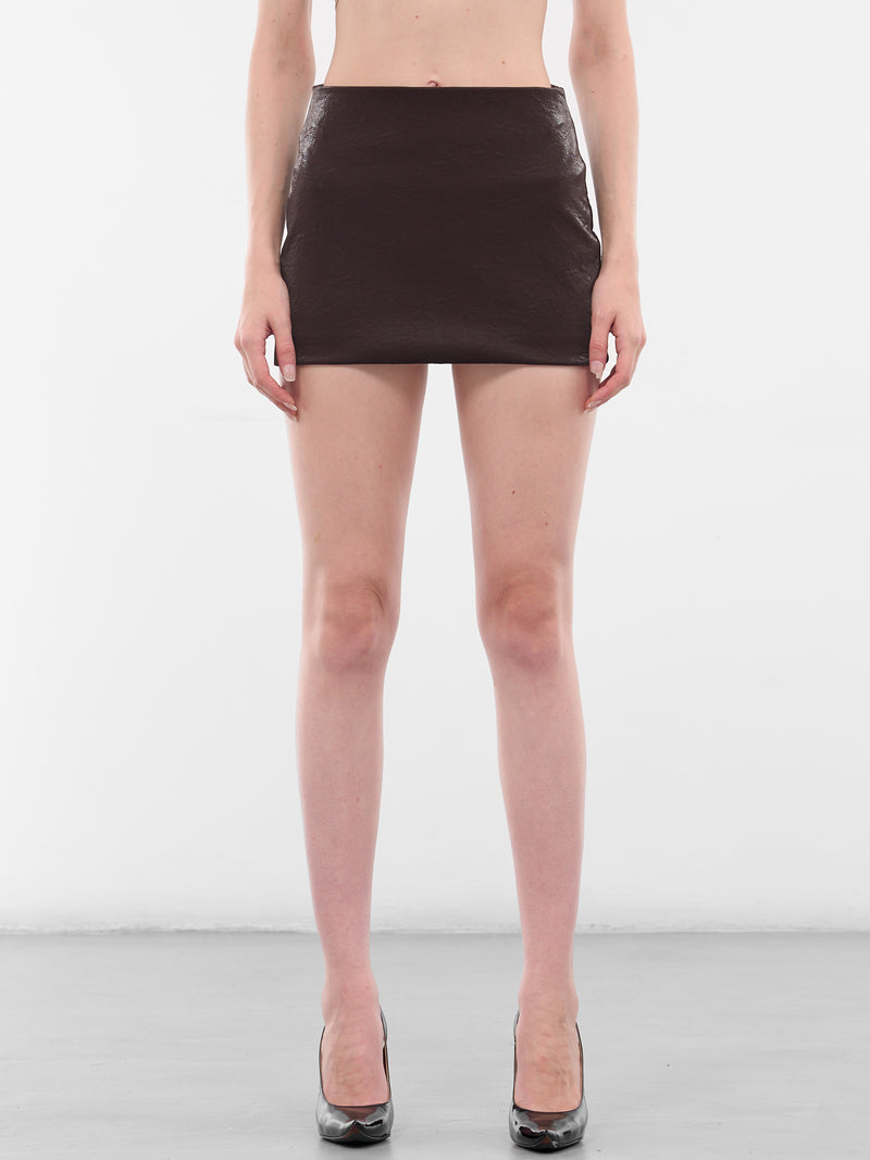 Brown High-Waisted Mini Skirt (YR005SK03-CRIMSON)