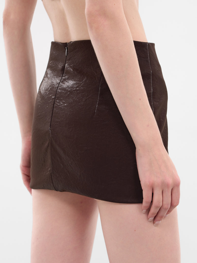 Brown High-Waisted Mini Skirt (YR005SK03-CRIMSON)