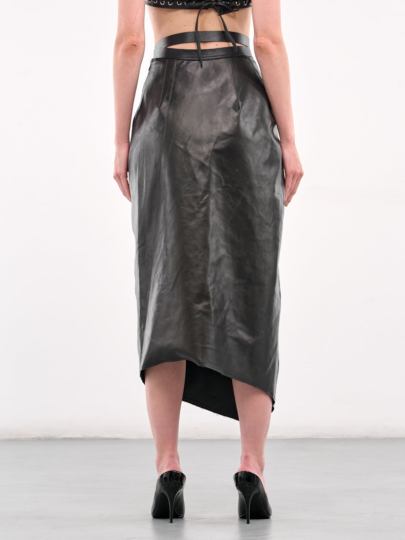 Vent Leather Midi Skirt (YR005SK06-BLACK)