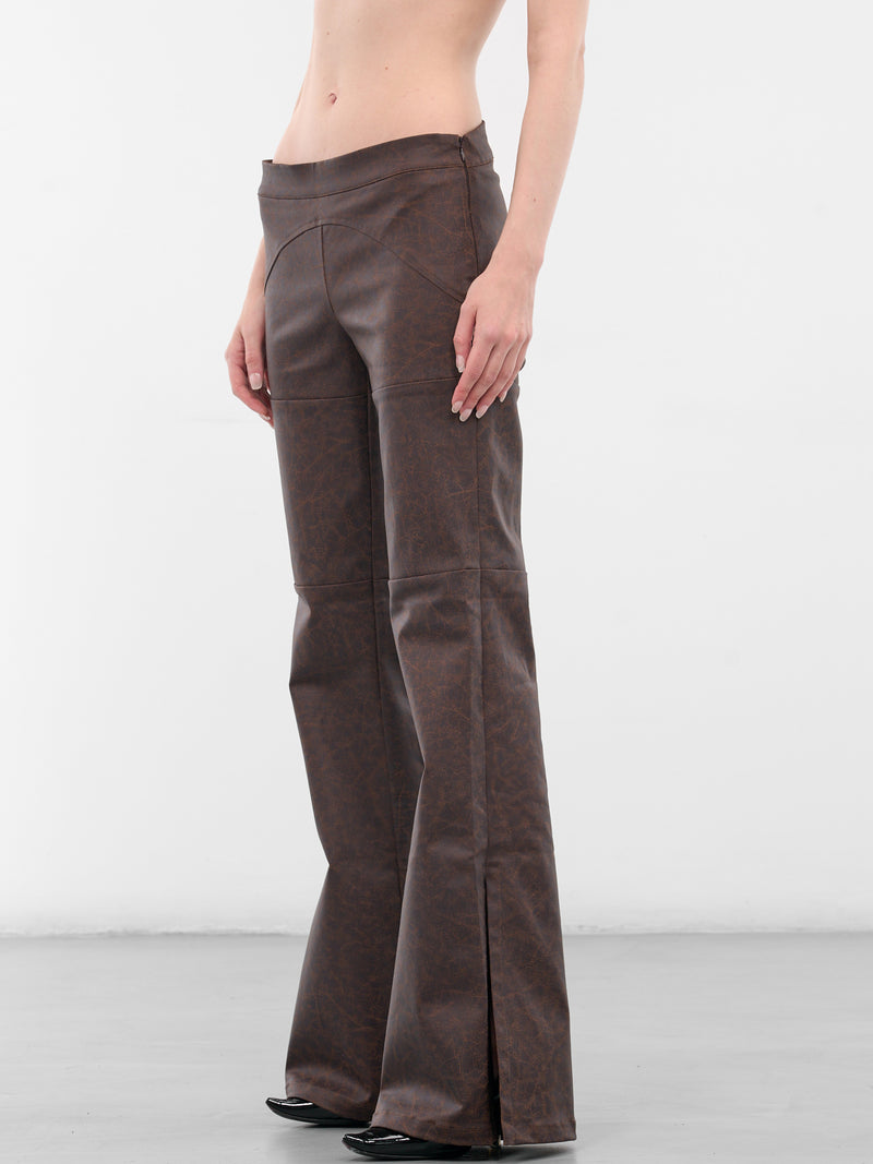 Brown Low-Rise Flared Trousers (YR005TR01-MUD)