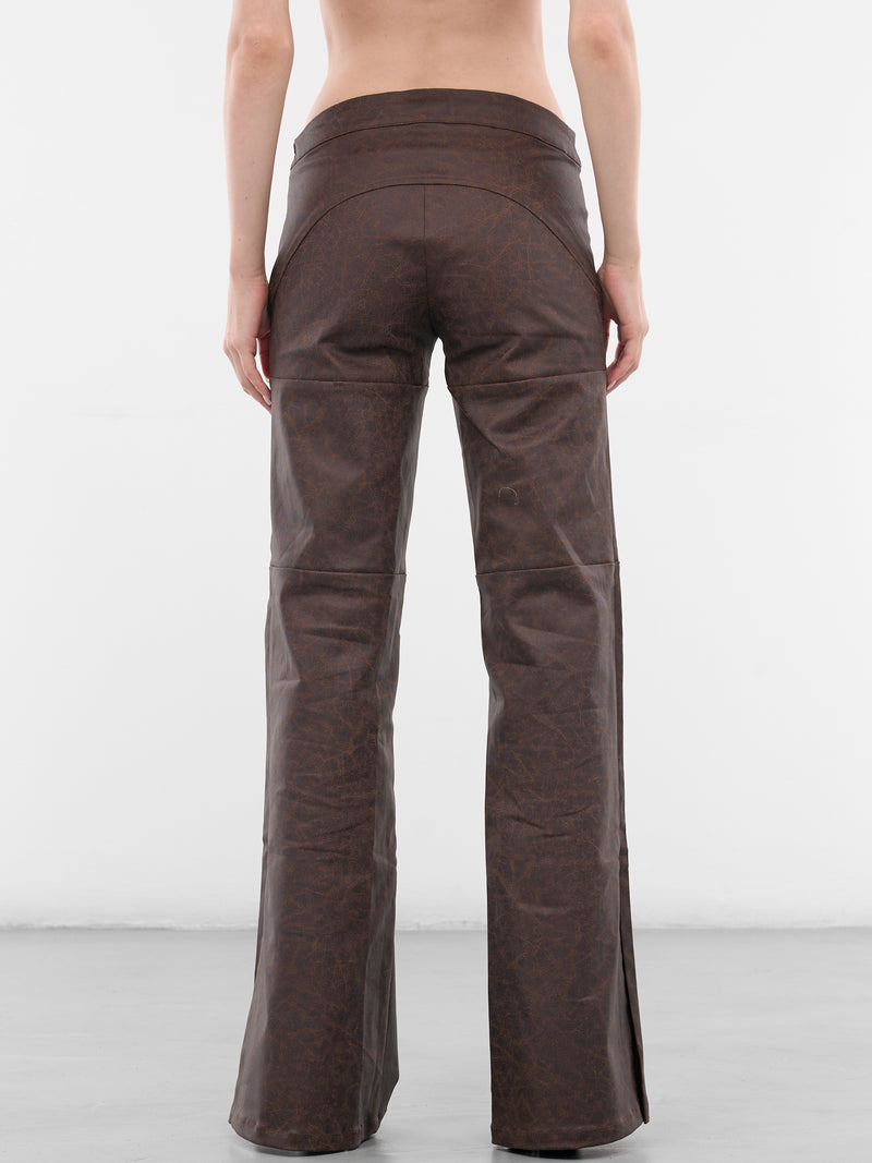 Brown Low-Rise Flared Trousers (YR005TR01-MUD)