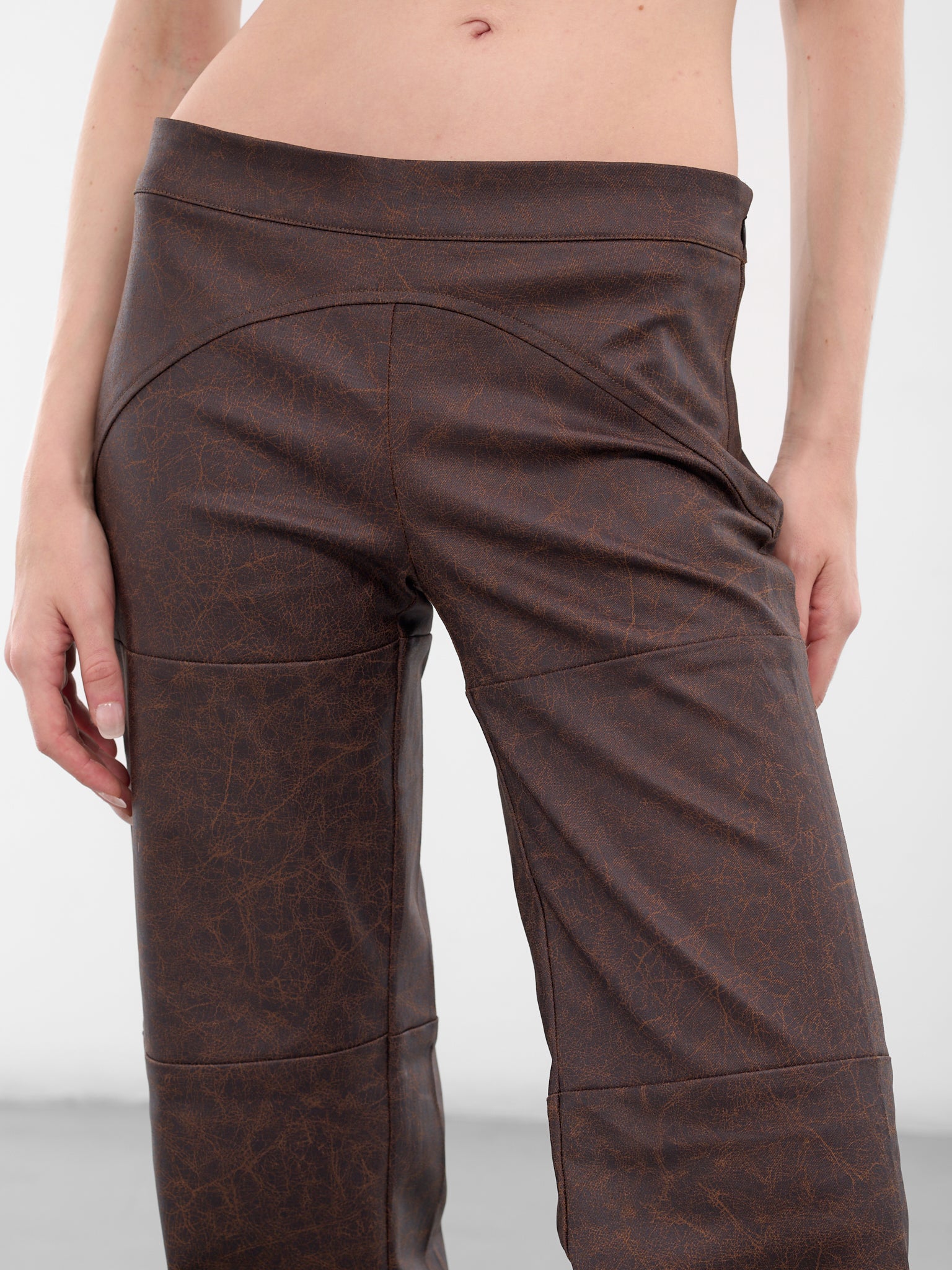 Brown Low-Rise Flared Trousers (YR005TR01-MUD)