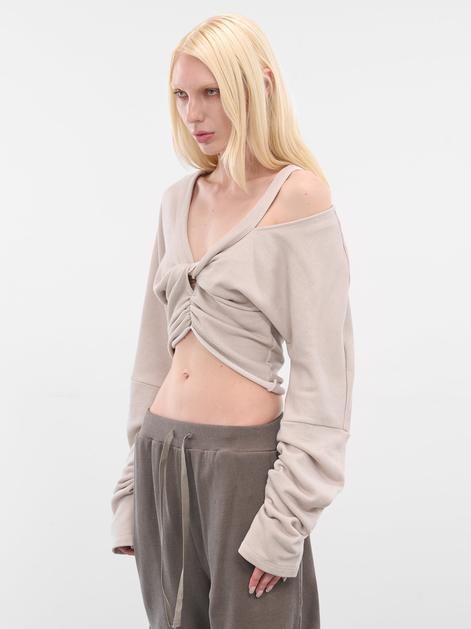 Beige Twisted Cut-Out Sweater (YR006JR01-WHALE-BONE)