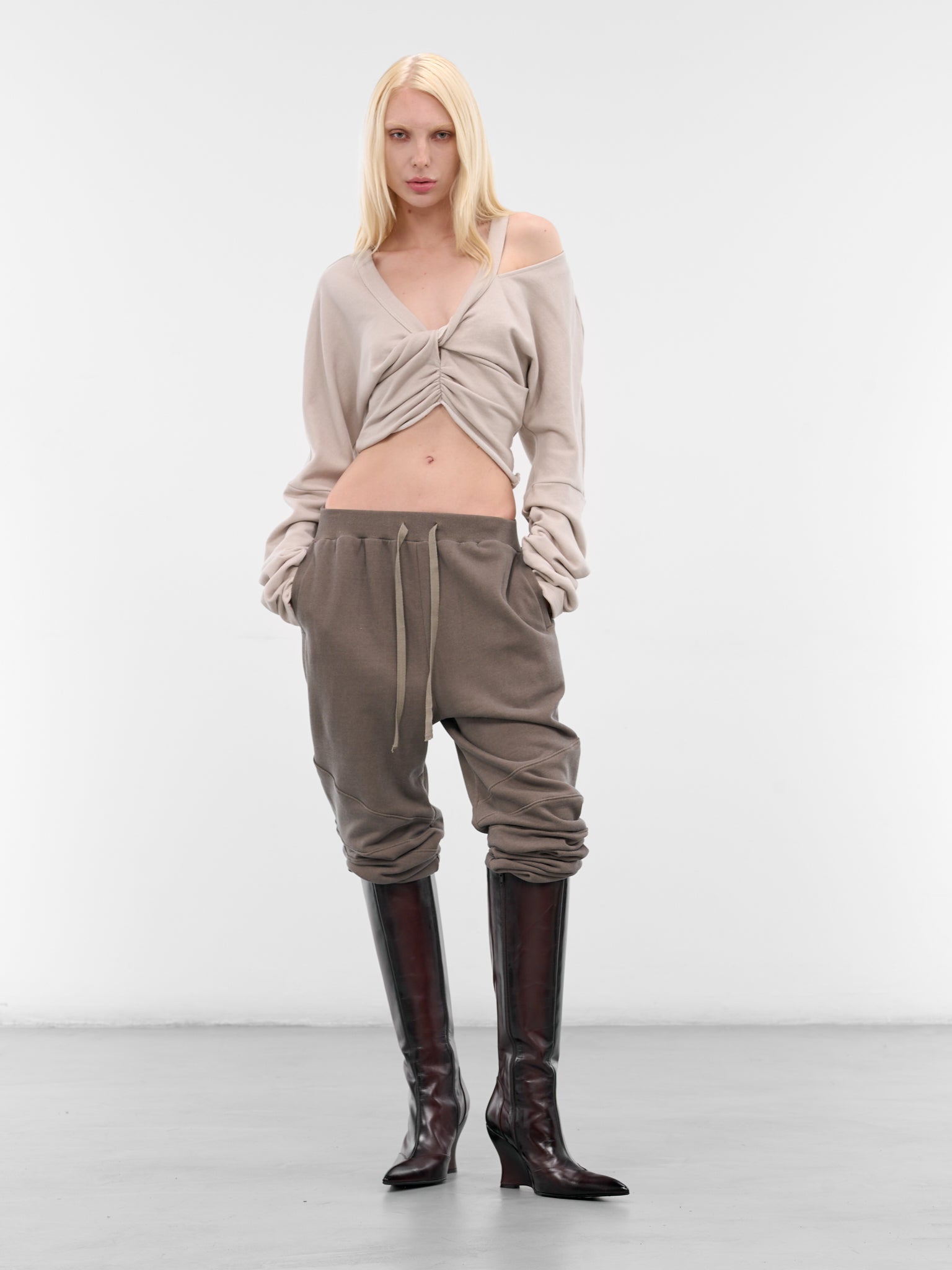 Beige Twisted Cut-Out Sweater (YR006JR01-WHALE-BONE)