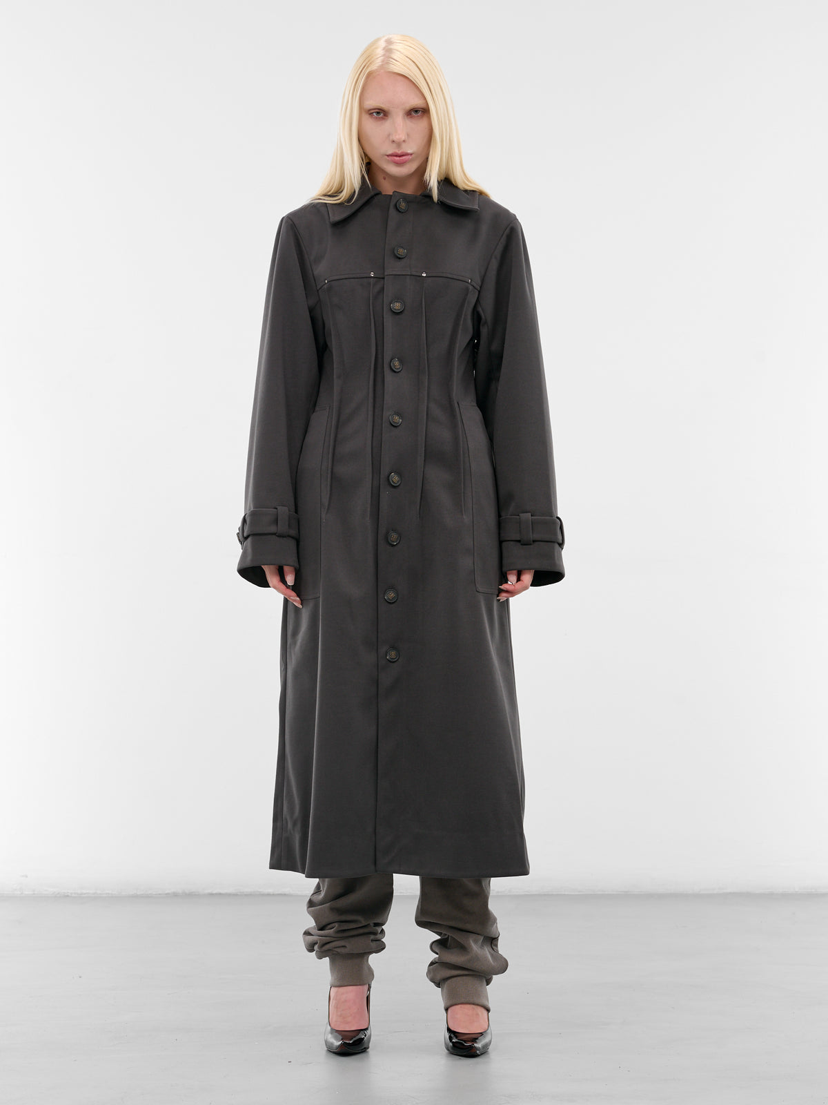Black Captain Trench Coat (YR006OW02-SQUID-INK)