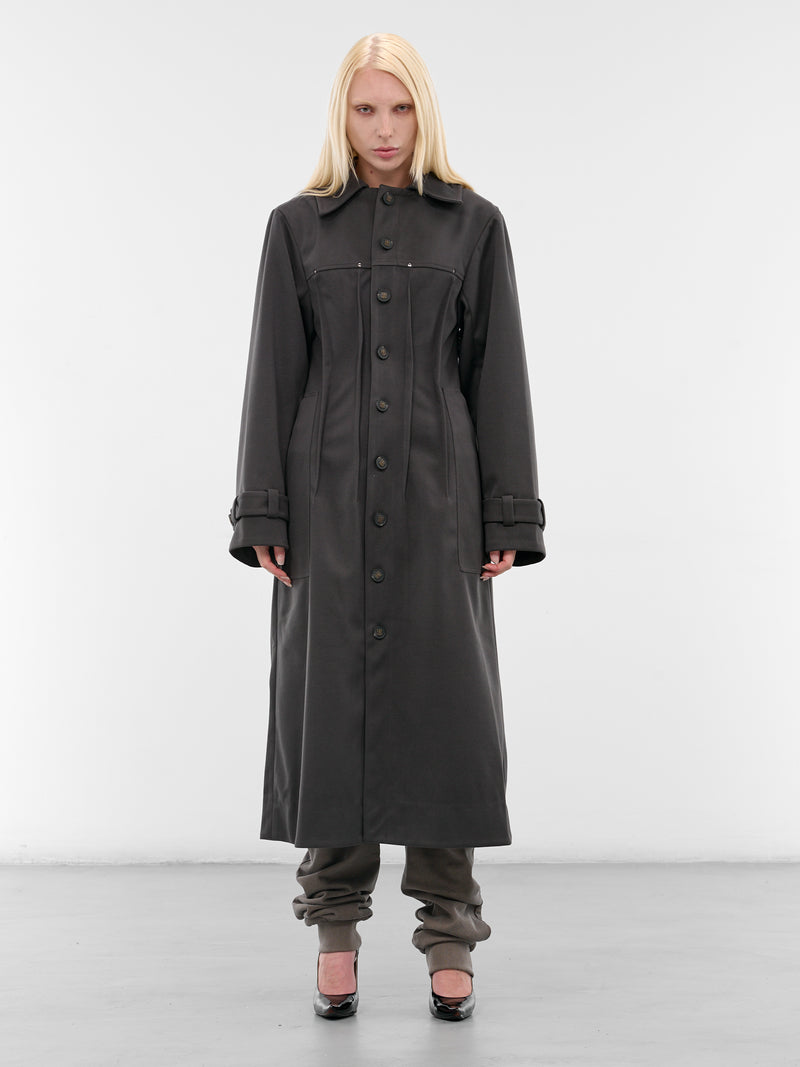 Black Captain Trench Coat (YR006OW02-SQUID-INK)