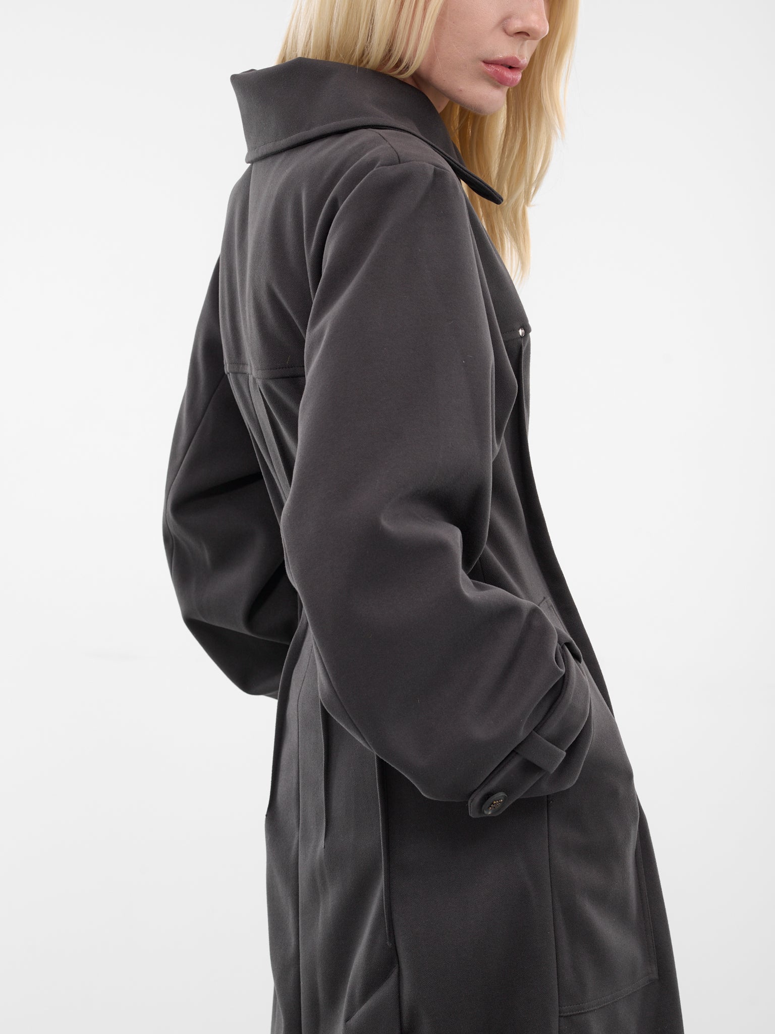 Black Captain Trench Coat (YR006OW02-SQUID-INK)