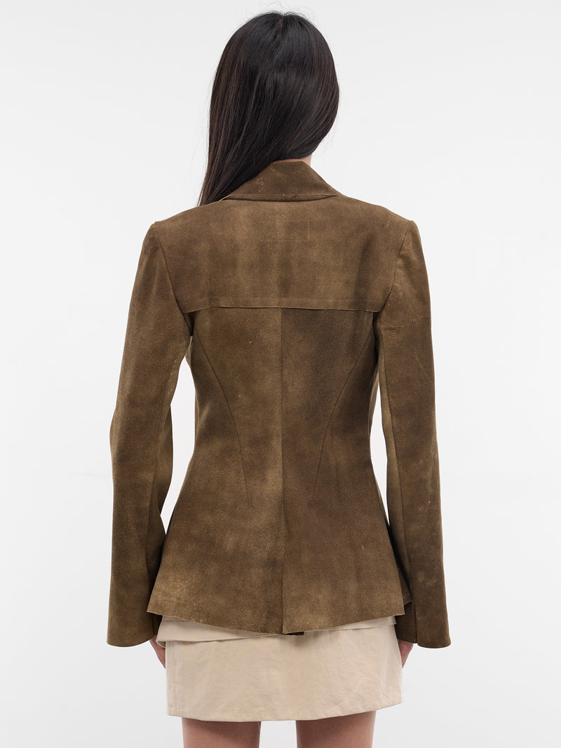 Brown Suede Cinch Belted Jacket (YR007OW02-BUCKSKIN)
