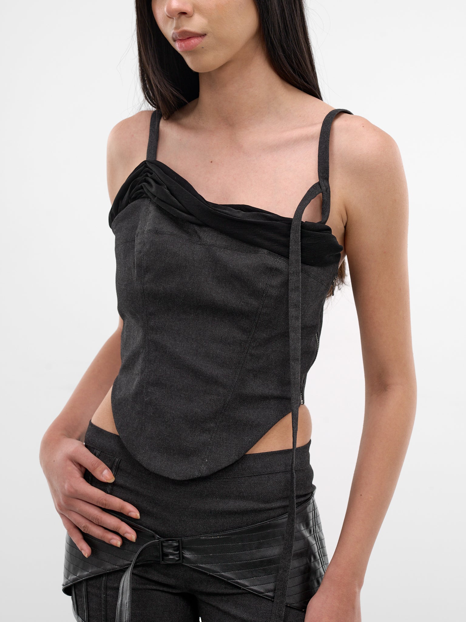 Onyx Draped Corset Camisole (YR007TP02-ONYX)