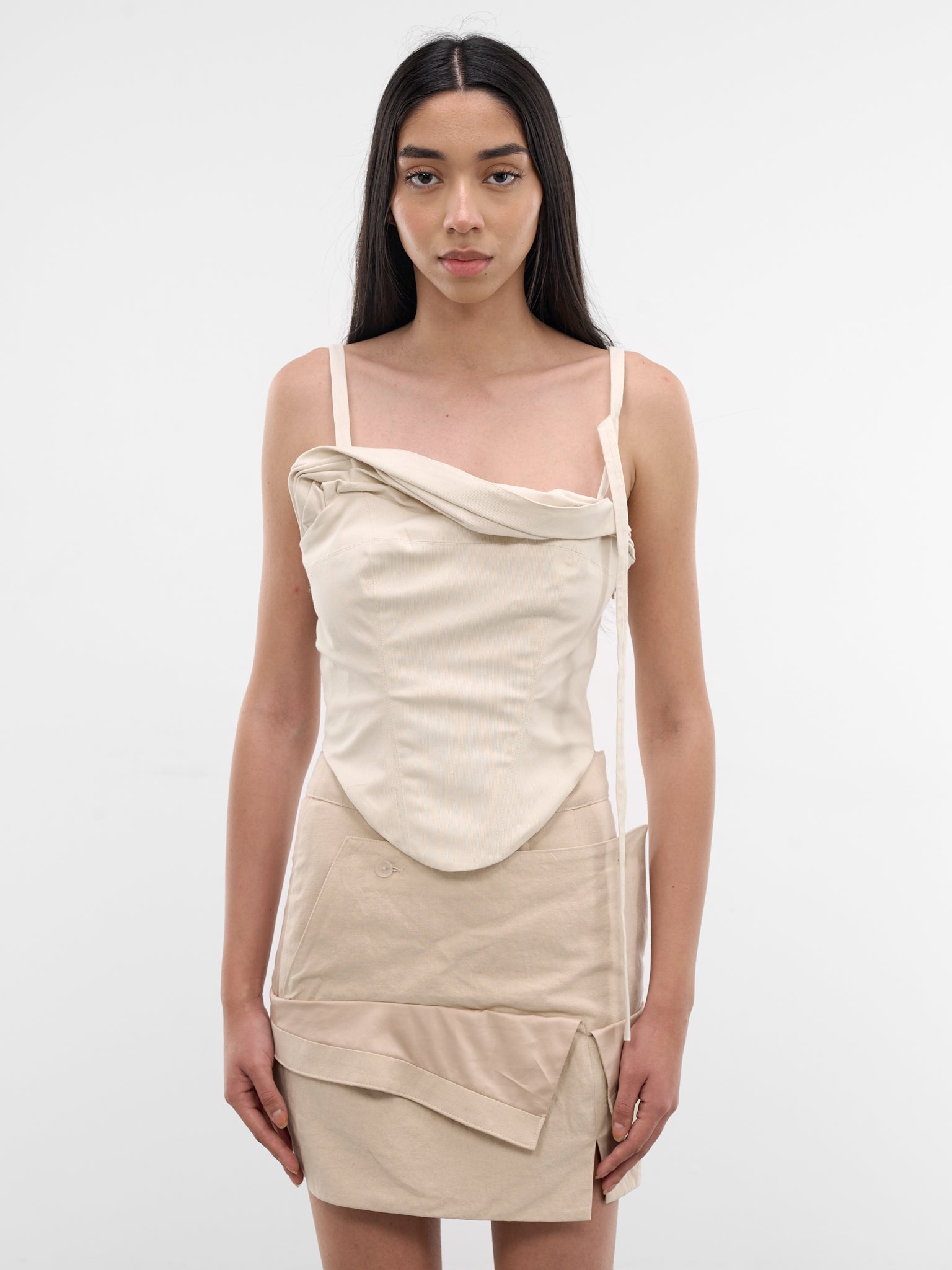 Slate Draped Corset Camisole (YR007TP02-SLATE)
