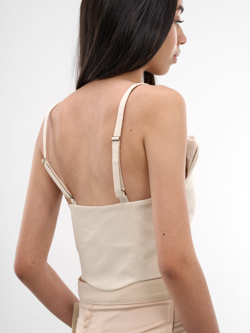 Slate Draped Corset Camisole (YR007TP02-SLATE)