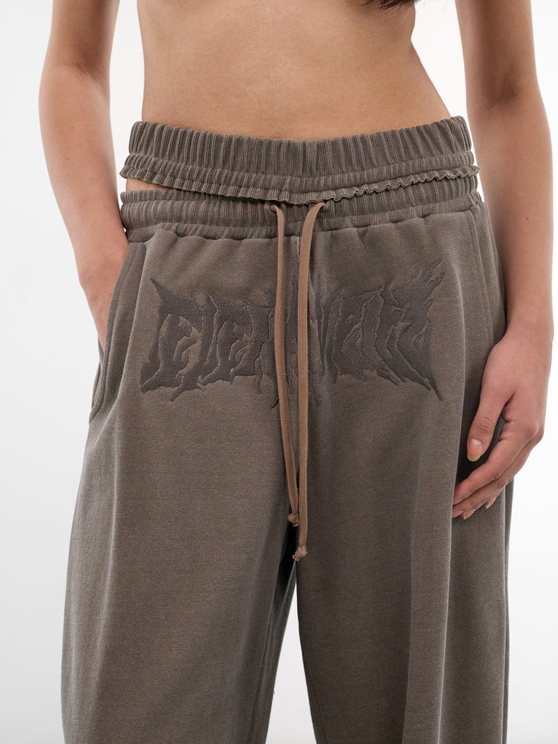 Brown Split Band Logo Sweatpants (YR007TR06-TV-NOISE)