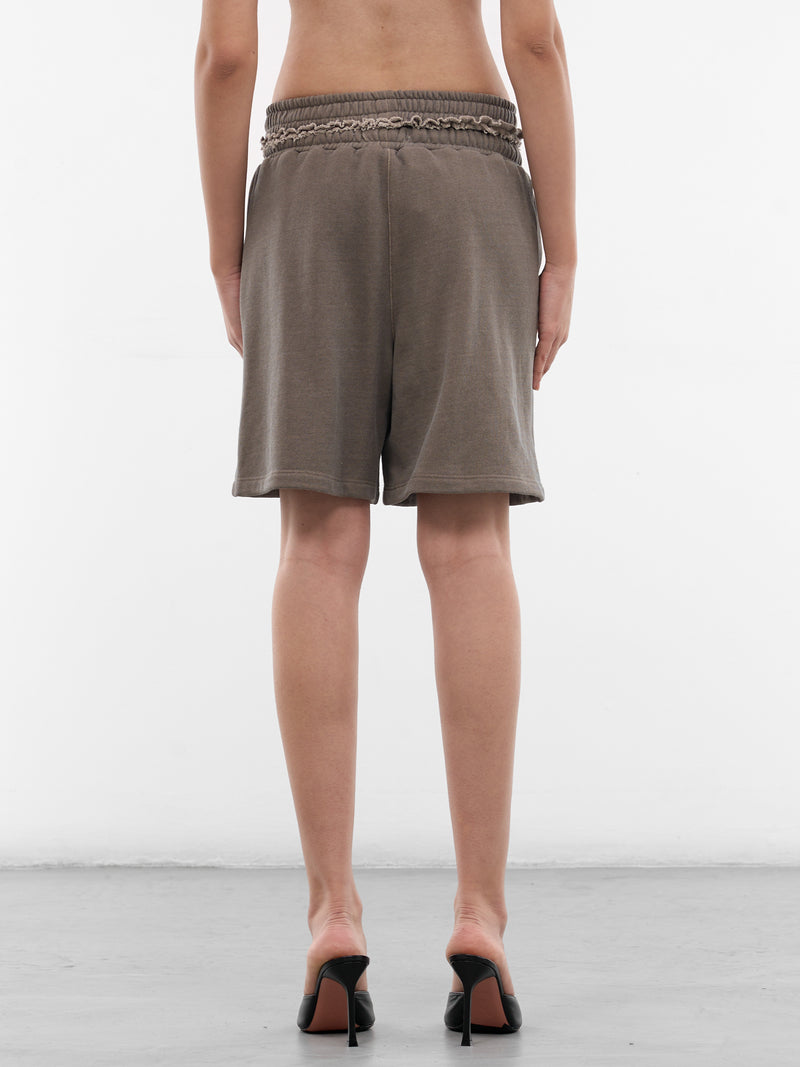Brown Split Band Logo Sweatshorts (YR007TR06X-BARN-DUST)