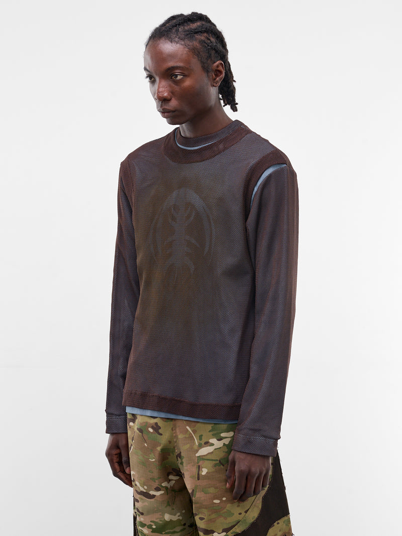 Layered Mesh Graphic Long Sleeve (YSS26-MS-LSTS-BABY-BLUE-BROWN)
