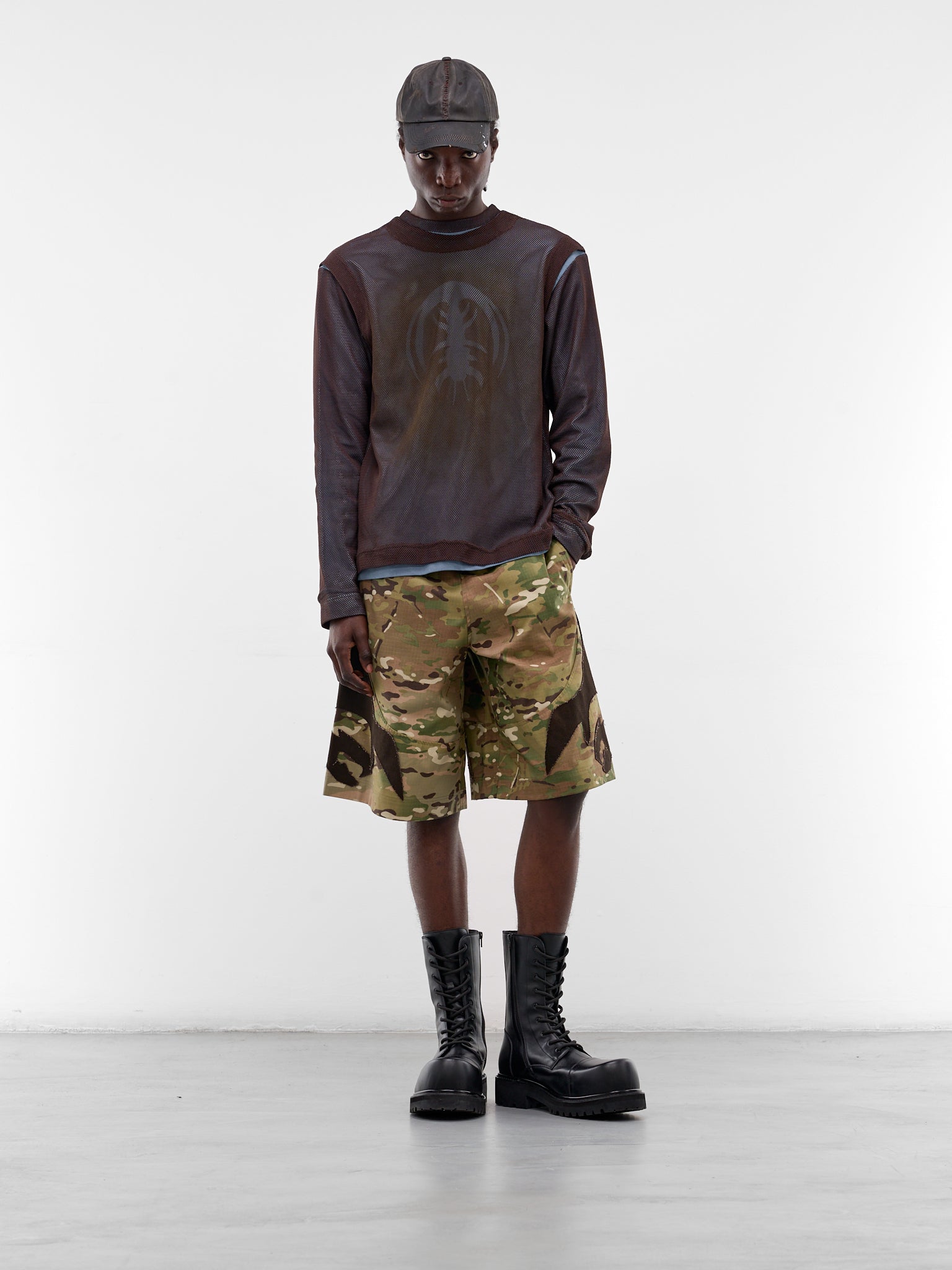 Layered Mesh Graphic Long Sleeve (YSS26-MS-LSTS-BABY-BLUE-BROWN)