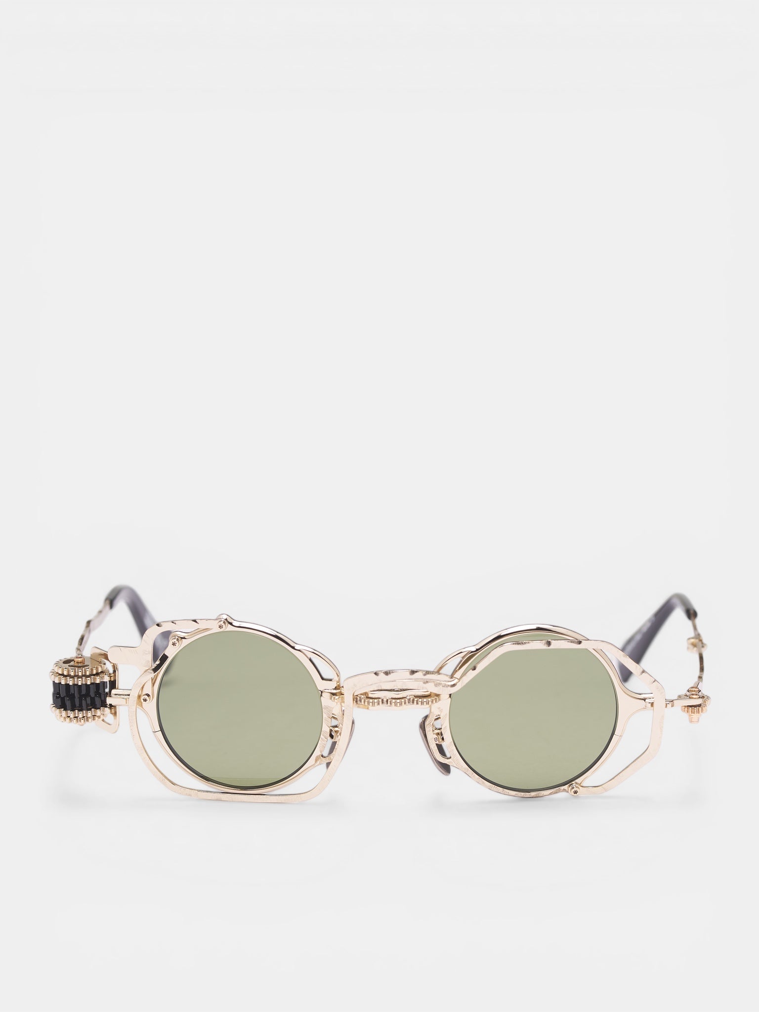 Z50 Circular Layered Metal Sunglasses (Z50-39-27-GD-GREEN)