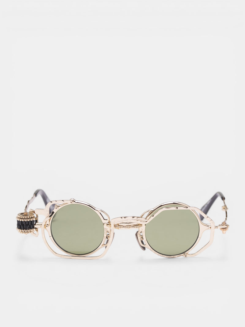 Z50 Circular Layered Metal Sunglasses (Z50-39-27-GD-GREEN)