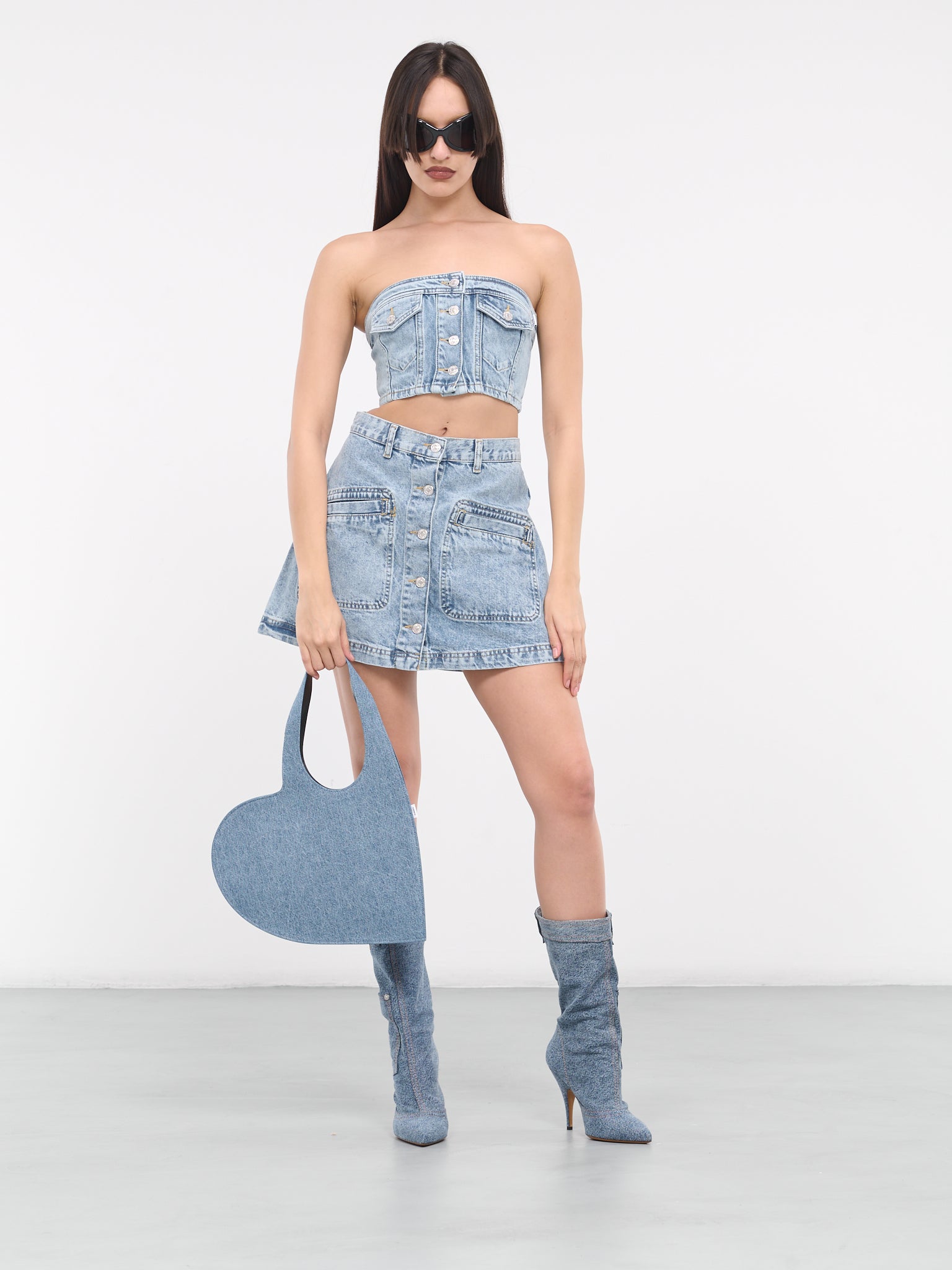 Denim Mini Heart Tote Bag (COPBA14BIS202-WASHED-BLUE)