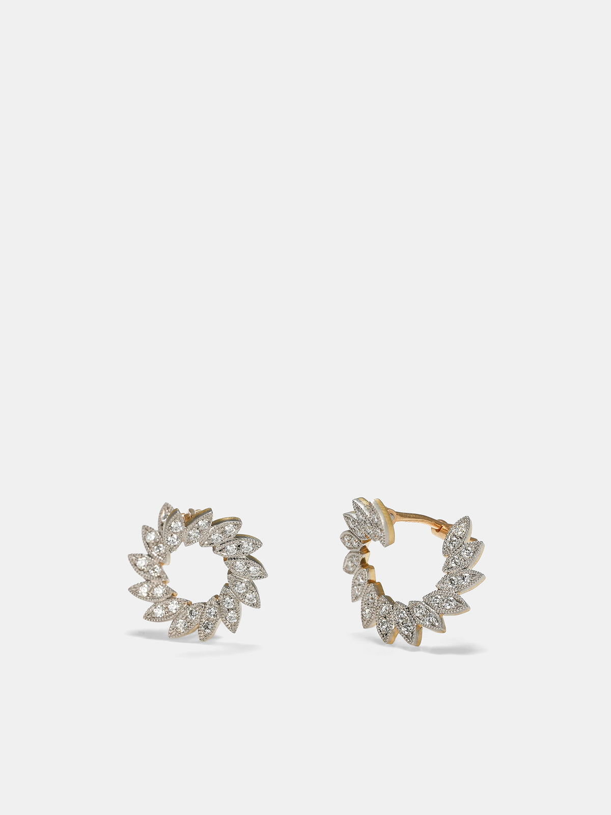 Spiral Platinum & Gold Diamond Earrings (LA-P282-K18GG-PT950-WHITE-DIAM)