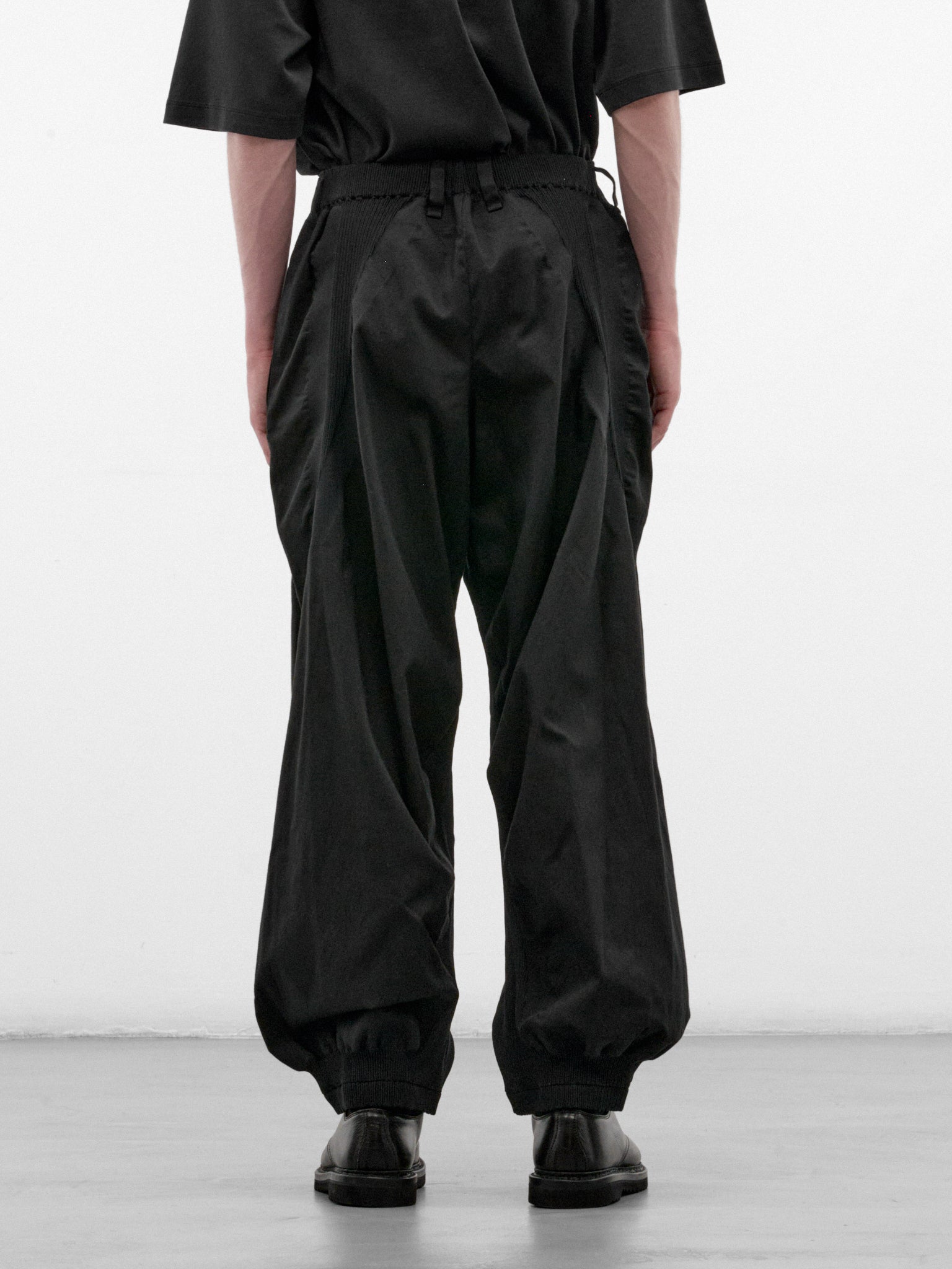 Black Clay Nylon Wide Trousers (LA68FF032-15-BLACK)