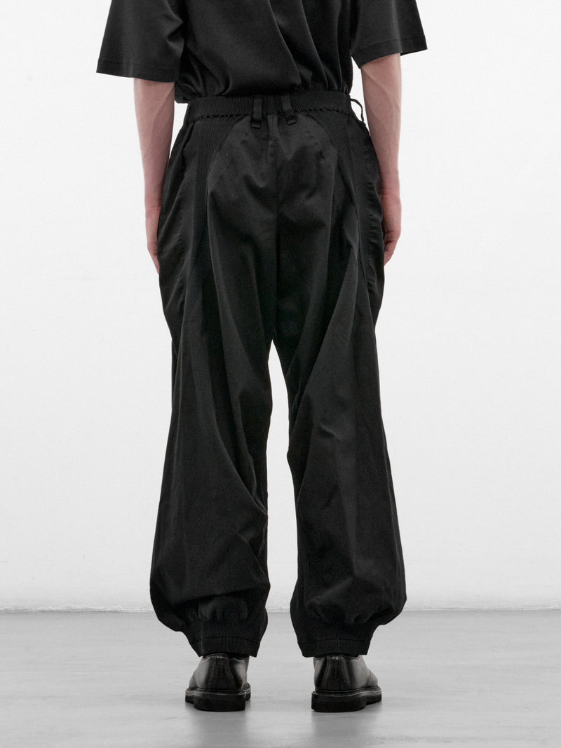 Black Clay Nylon Wide Trousers (LA68FF032-15-BLACK)