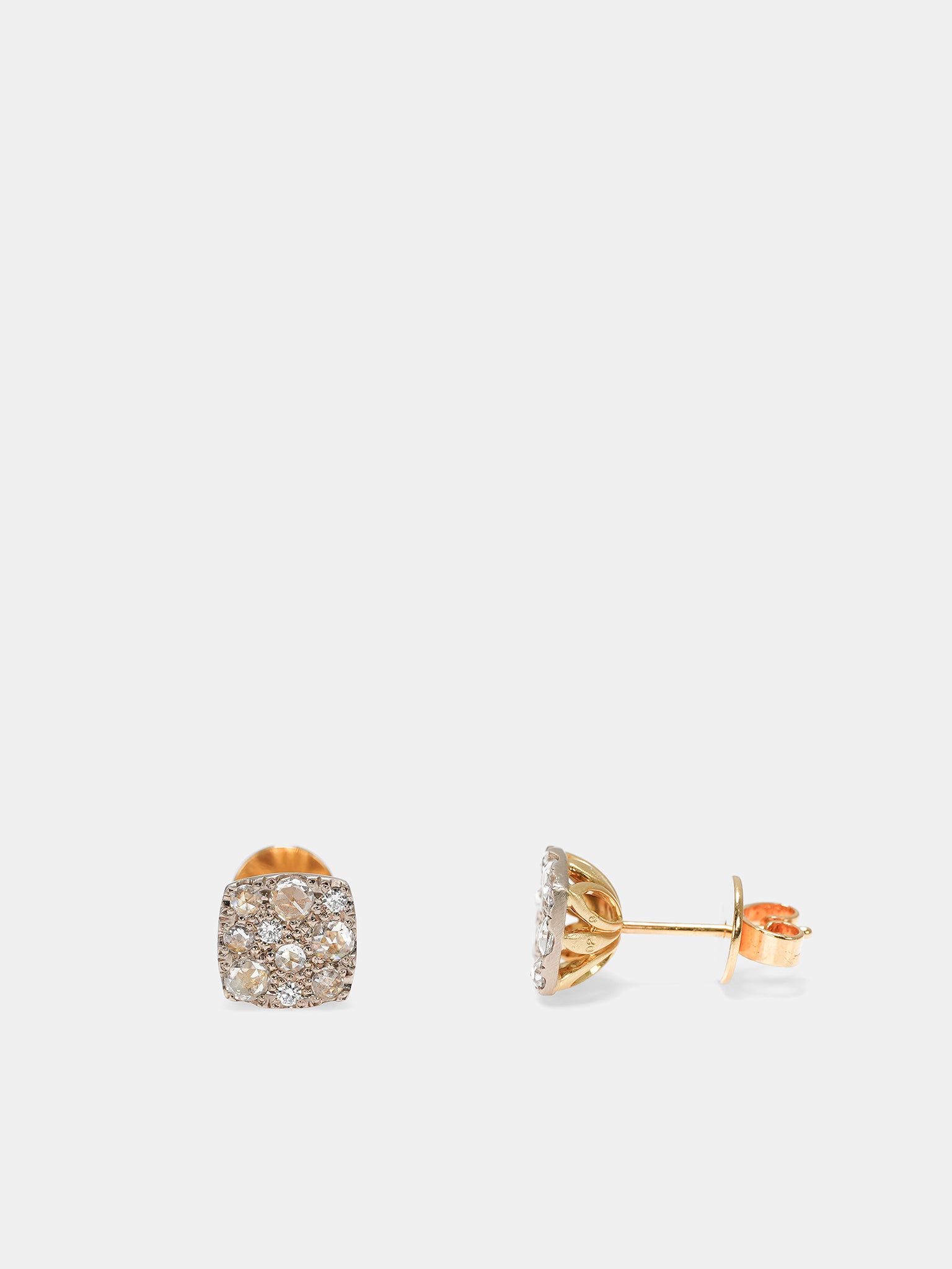 Gold Diamond Earrings (P103-S-K18WG-K18GG-WHITE-DIAMO)