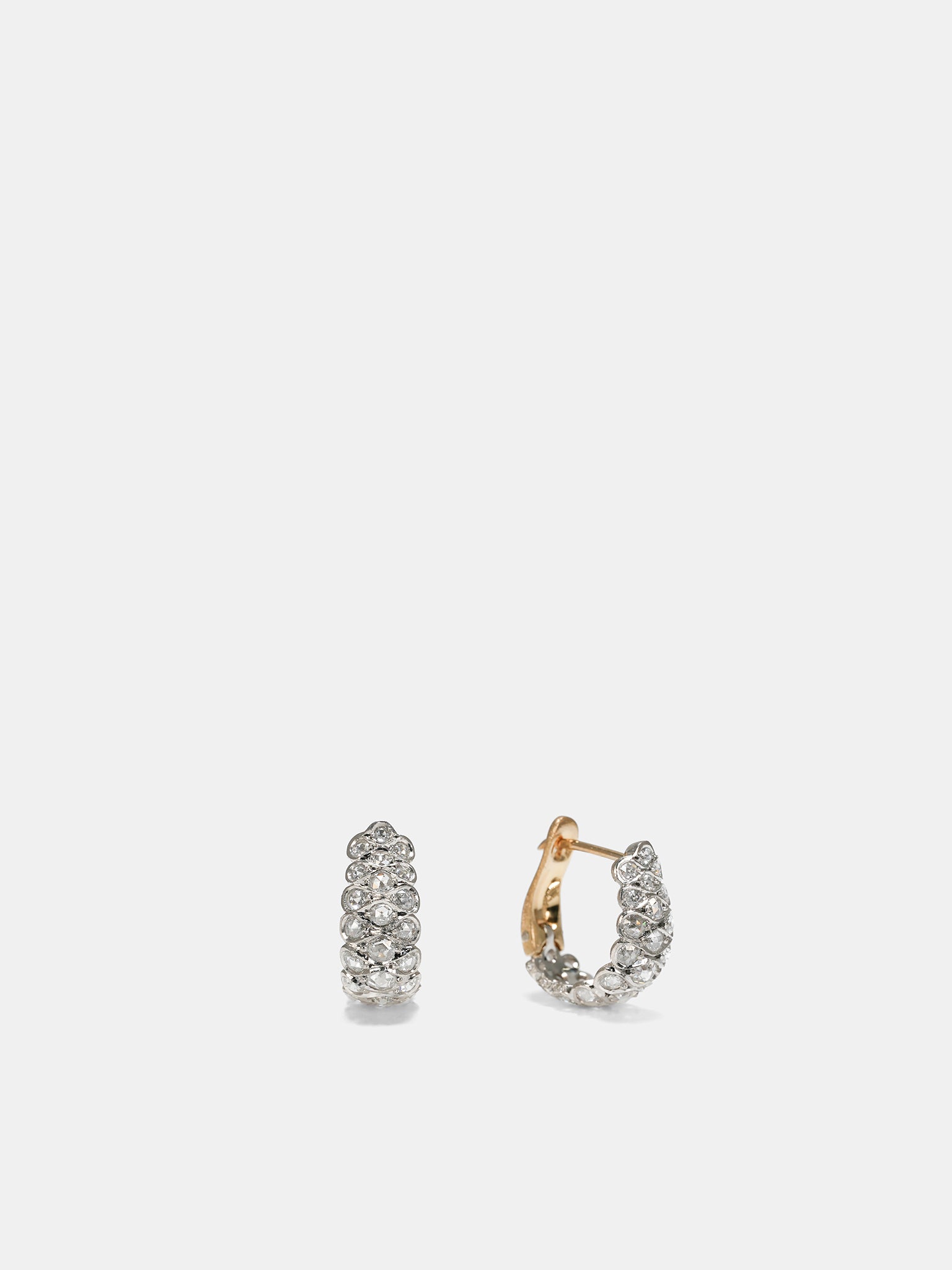 Organic Platinum & Gold Diamond Earrings (P124-PT950-K18YG-WHITE-DIAMOND)