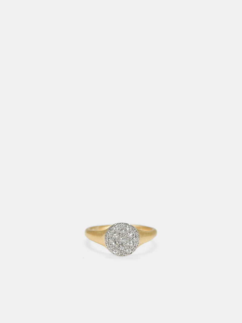 Platinum & Gold Diamond Signet Ring (R1095-PT950-K18GG-WHITE-DIAMON)