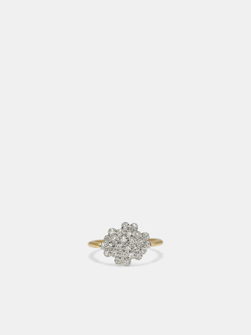 Platinum & Gold Diamond Organic Ring (R113-PT950-K18GG-WHITE-DIAMOND)