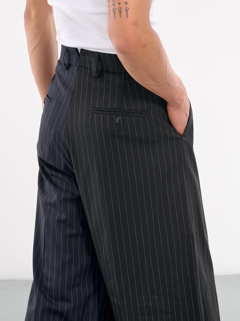 Split Deconstructed Pinstripe Pants (UA65PA706N-BLACK-NAVY-PINSTRIP)