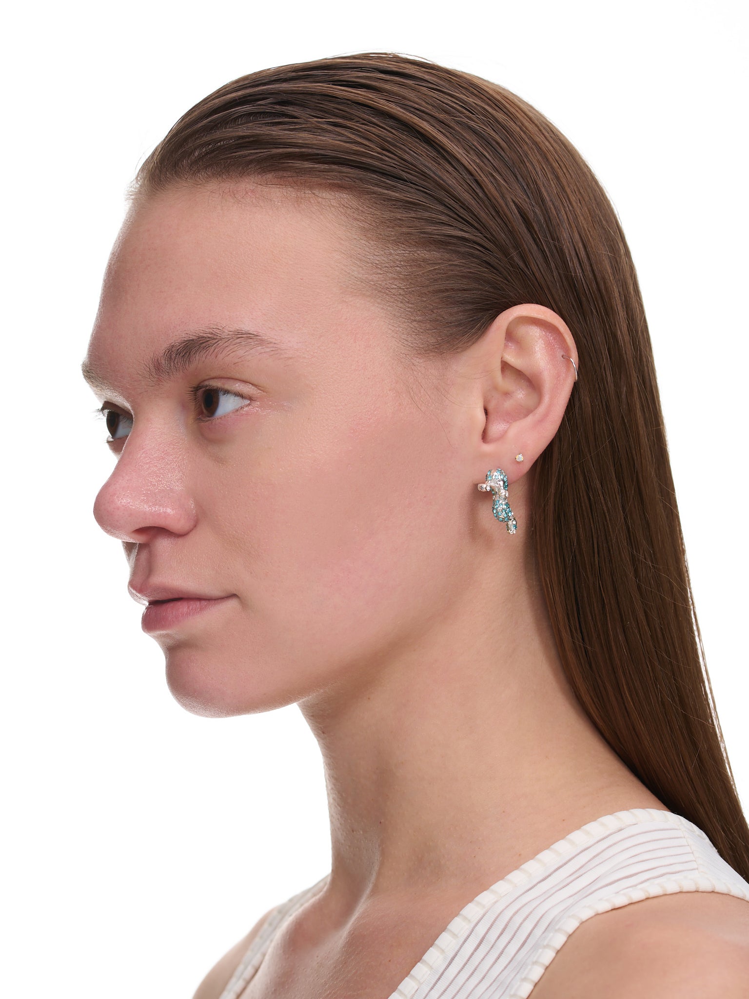 Rhinestone Tattoo Snail Earrings (XX1257-ICE)