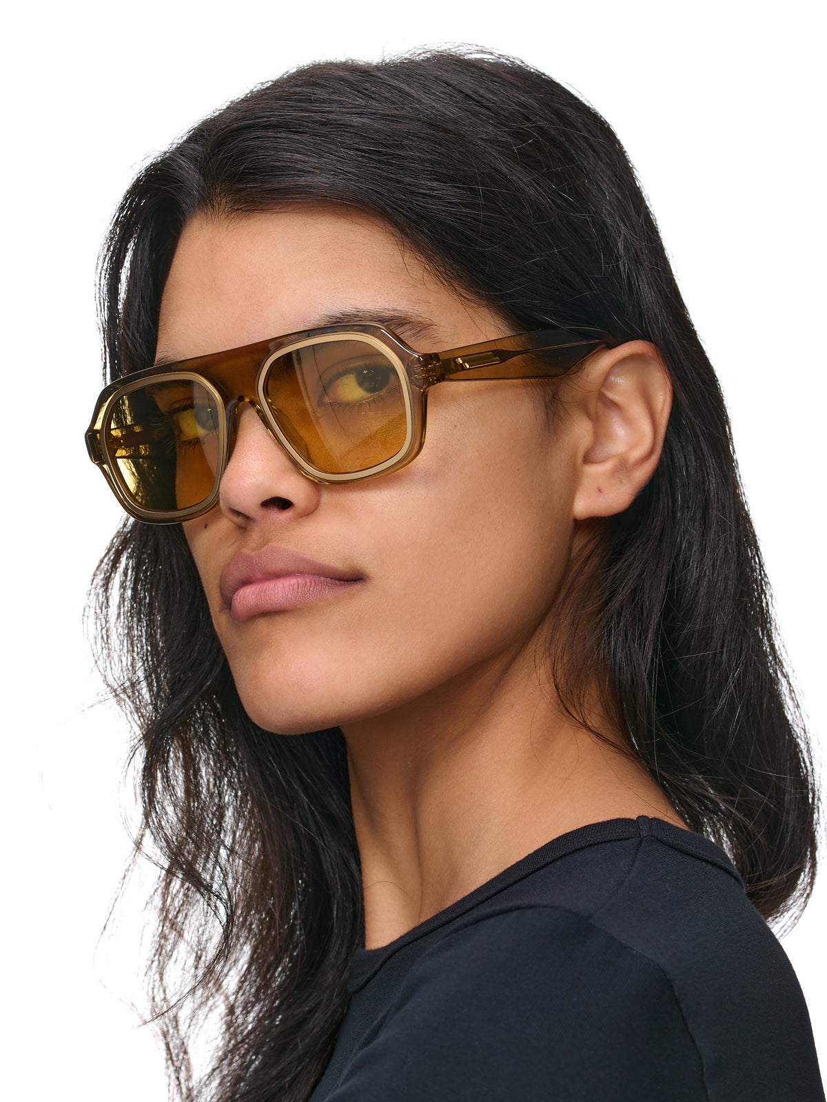 Rim Aviator Sunglasses (734169V2Q30-7456-YELLOW-YELLOW)