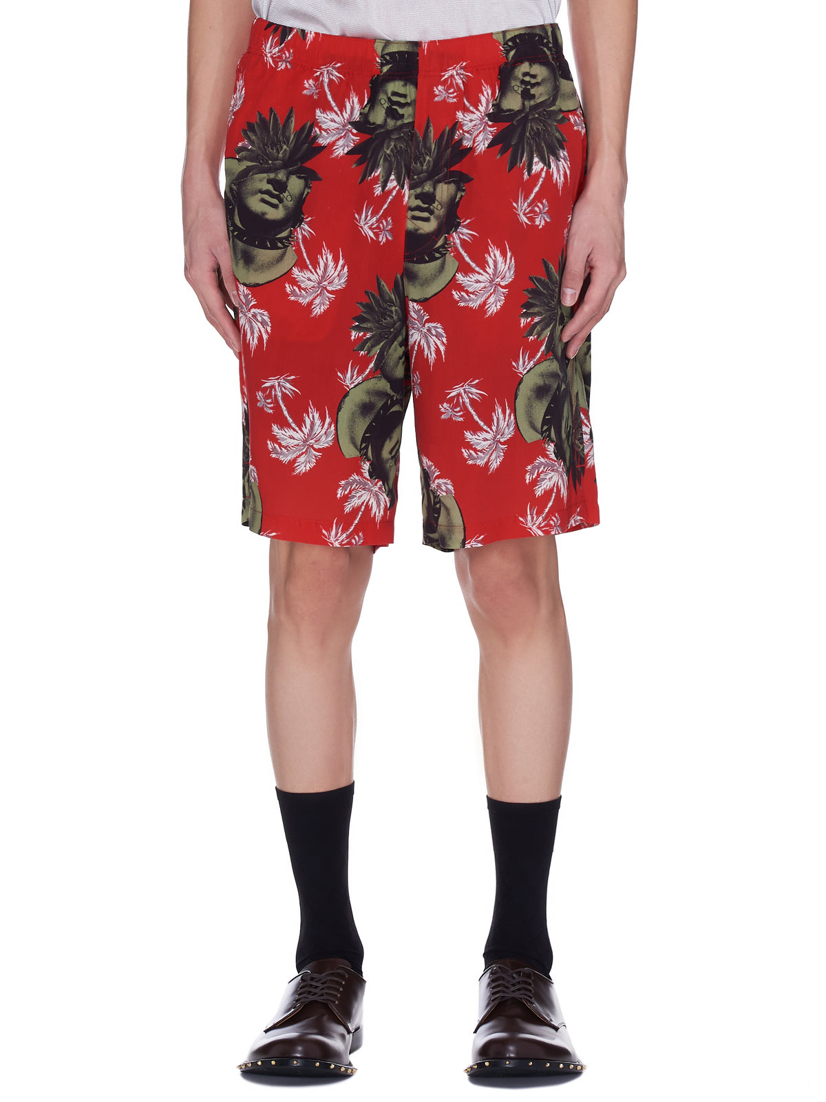 Graphic Print Lounge Shorts (UC1A4508-1-RED-BASE)