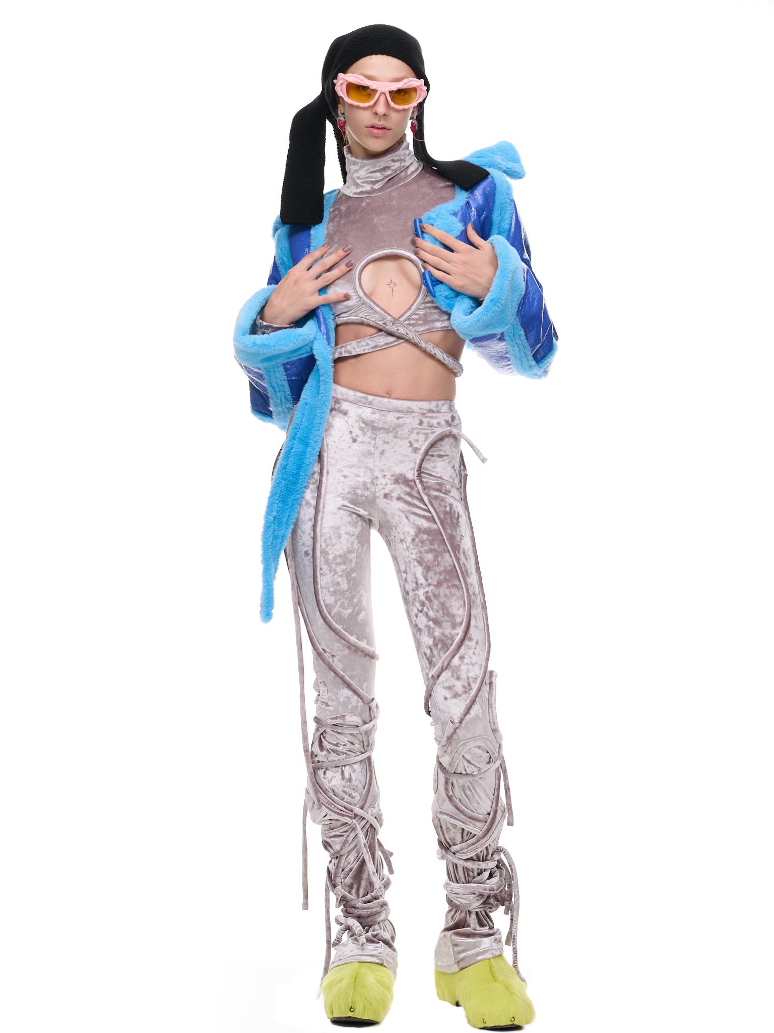 Velvet Wrap Loop Top (220401703-SILVER)