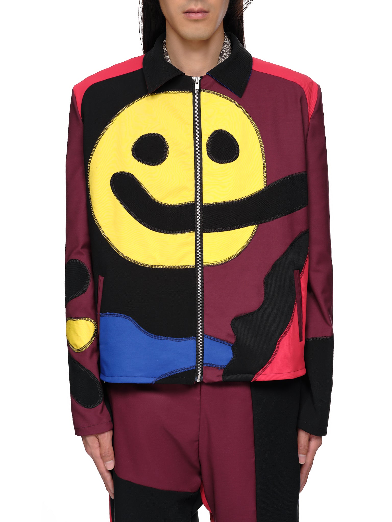 Bethany Williams Patchwork Smiley Jacket | H. Lorenzo - front