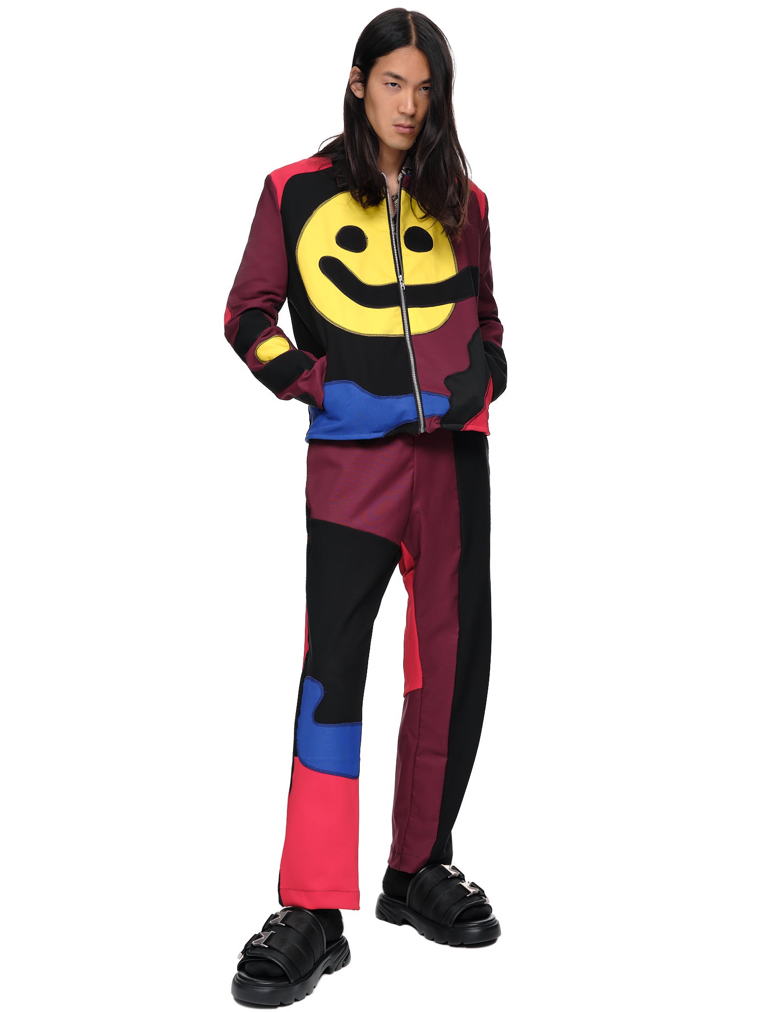 Bethany Williams Patchwork Smiley Jacket | H. Lorenzo - styled 