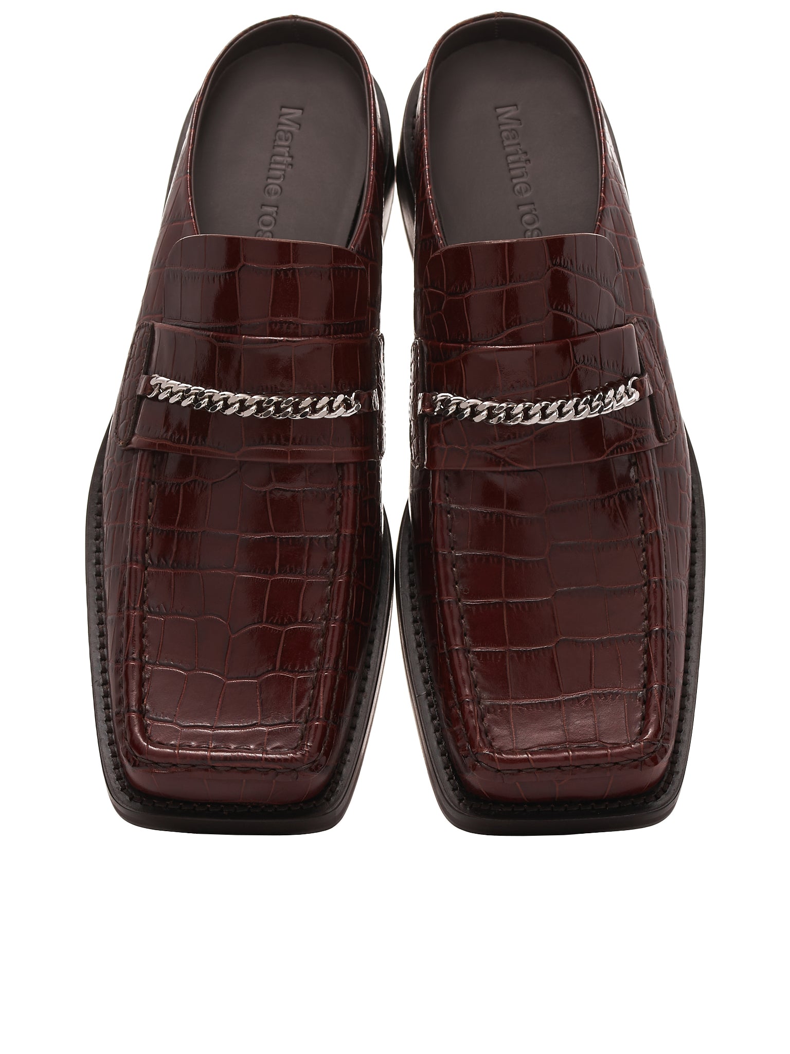 Croc Mule Loafers (025M-BROWN-FAUX-CROC)