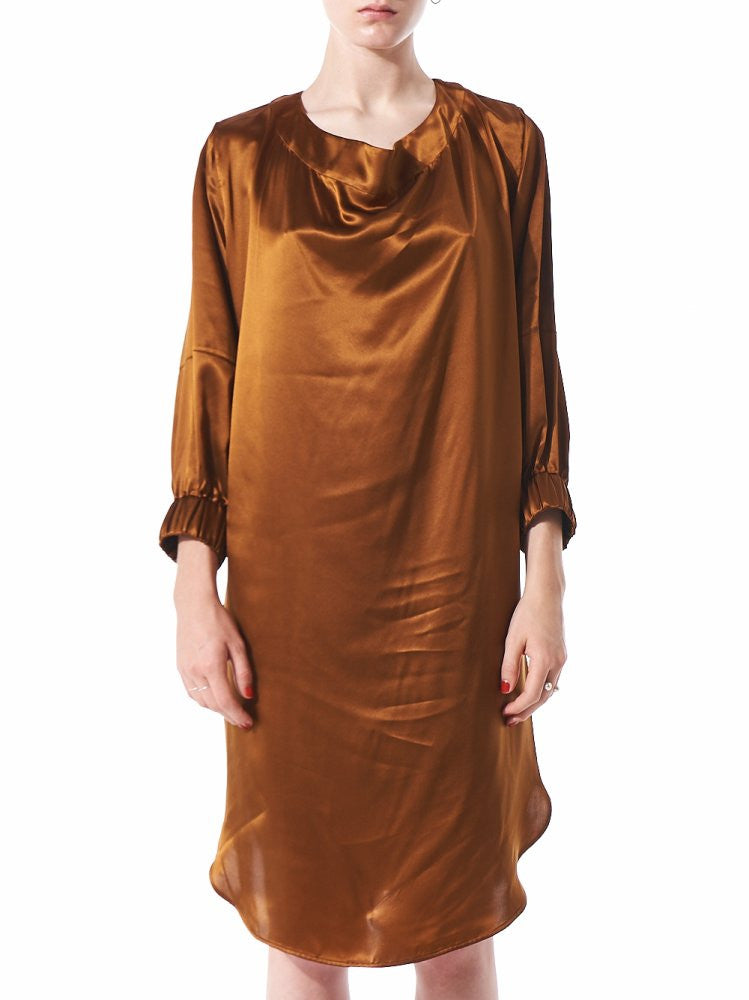 Cowl Neck Silk Dress (DOPIUM S BROWN) Cowl Neck Silk Dress (DOPIUM S BROWN)