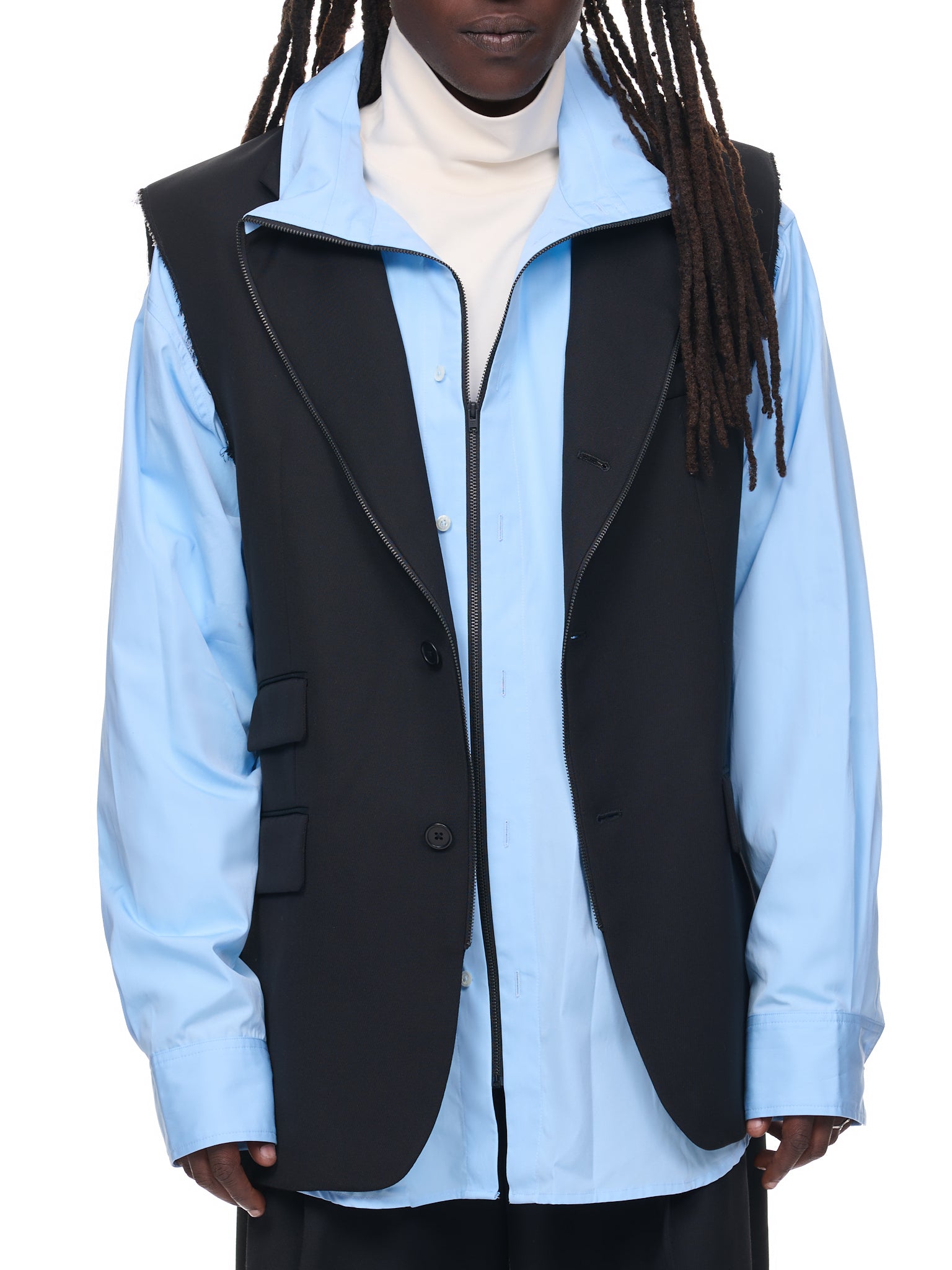 Loop Shirt Blazer (1034-W078-BLACK-BLUE)