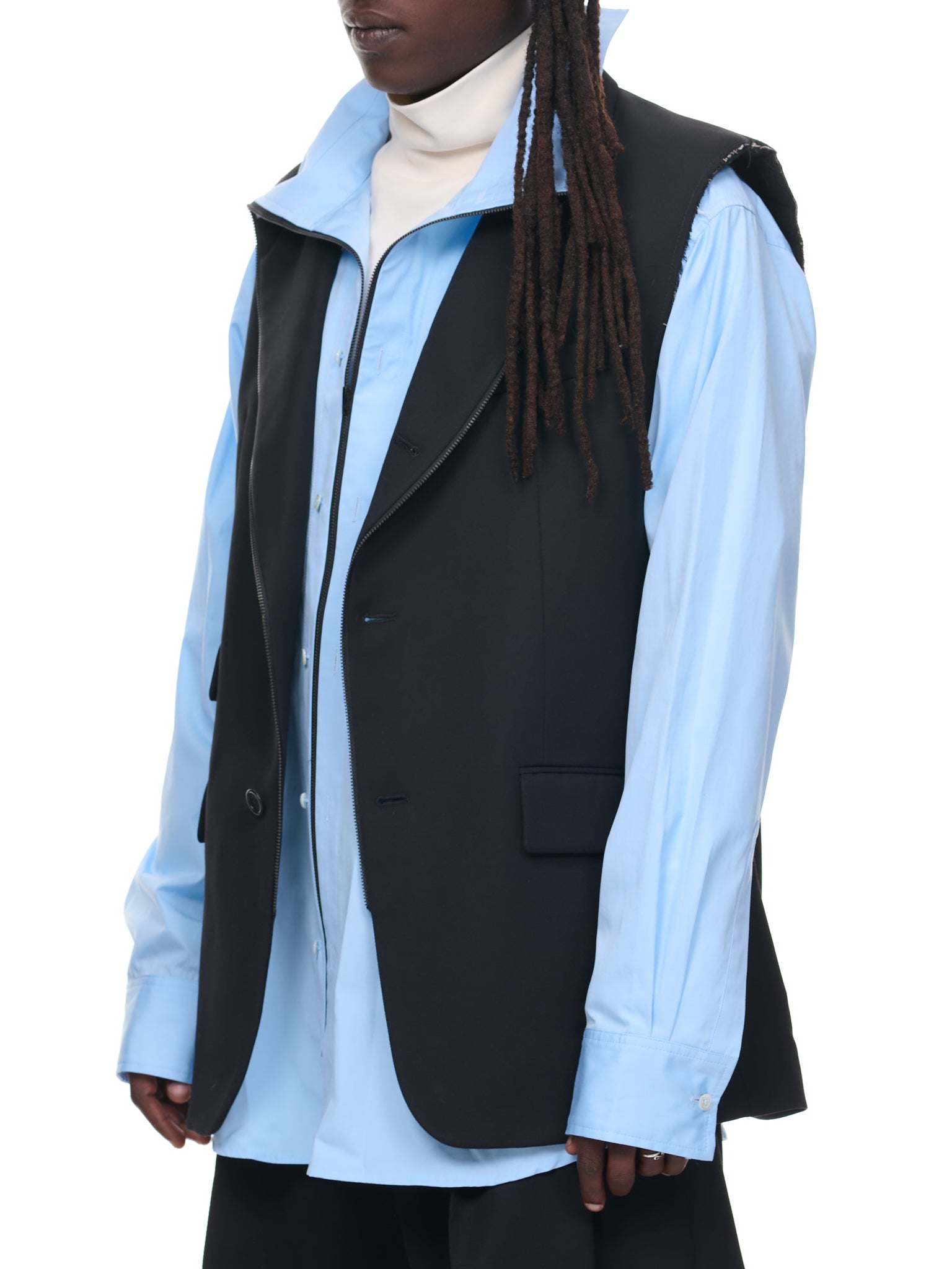 Loop Shirt Blazer (1034-W078-BLACK-BLUE)