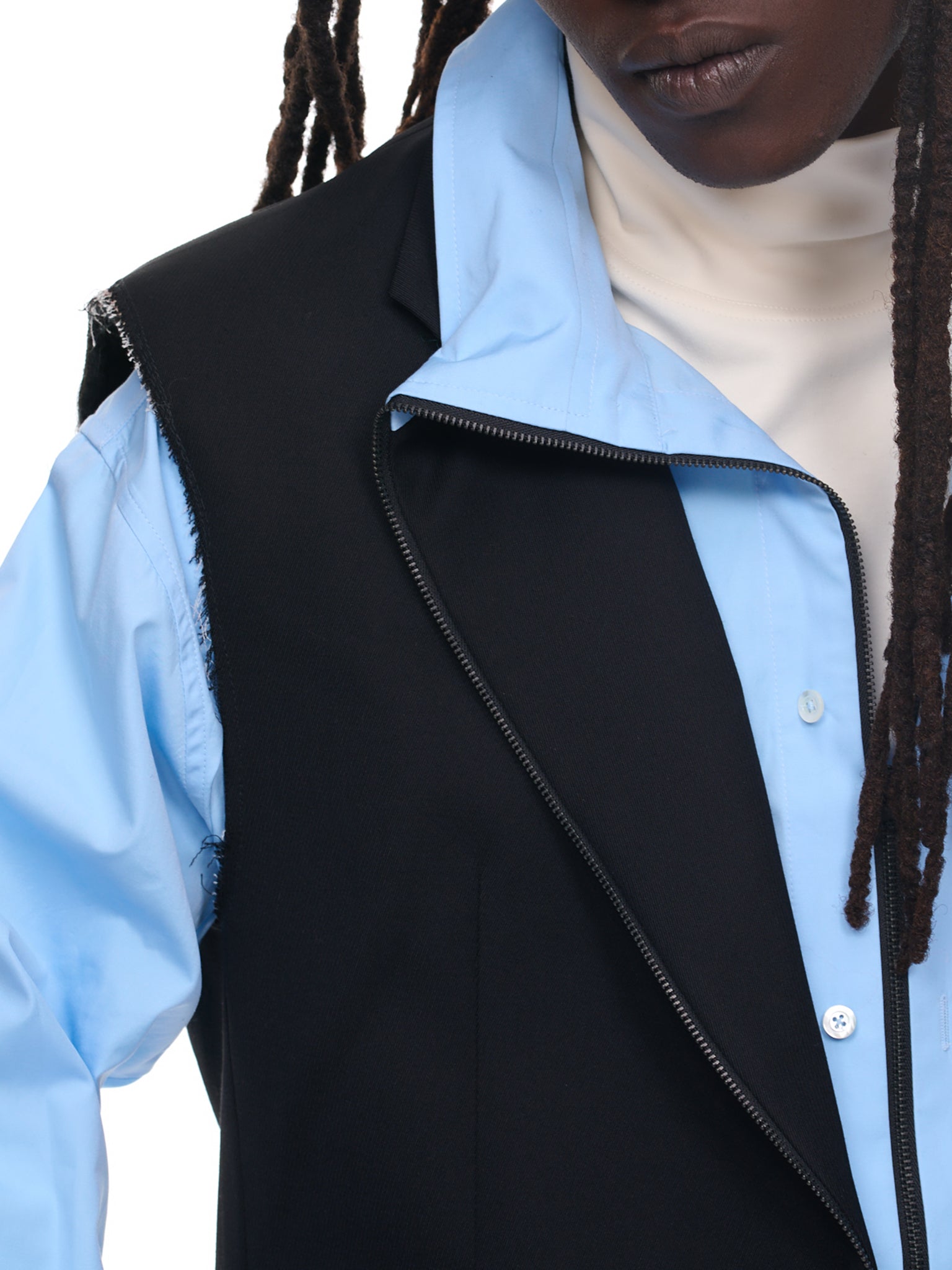 Loop Shirt Blazer (1034-W078-BLACK-BLUE)