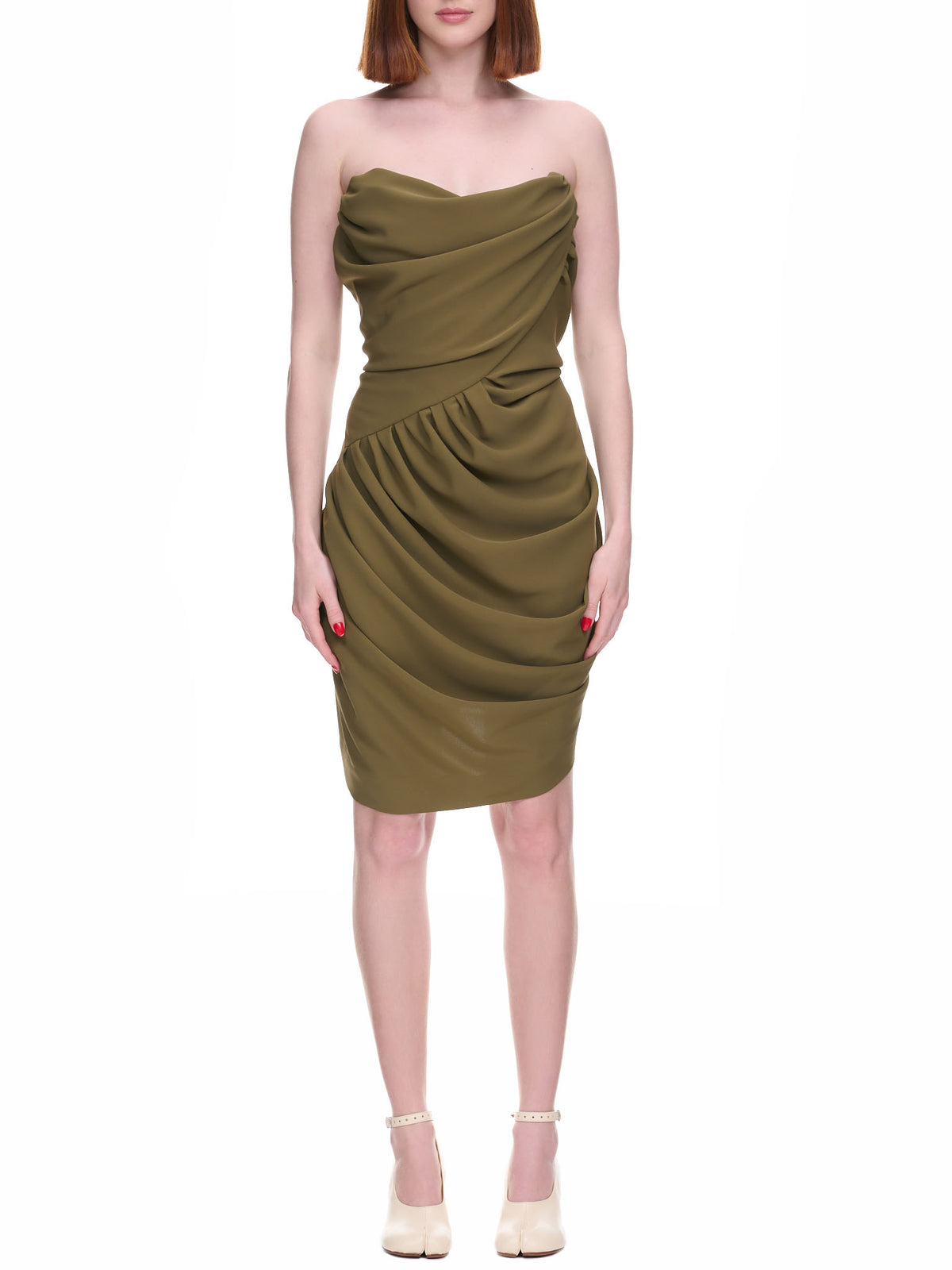 Pointed Corset Dress (1101031X-W00FC-SW-M402-OLIVE)